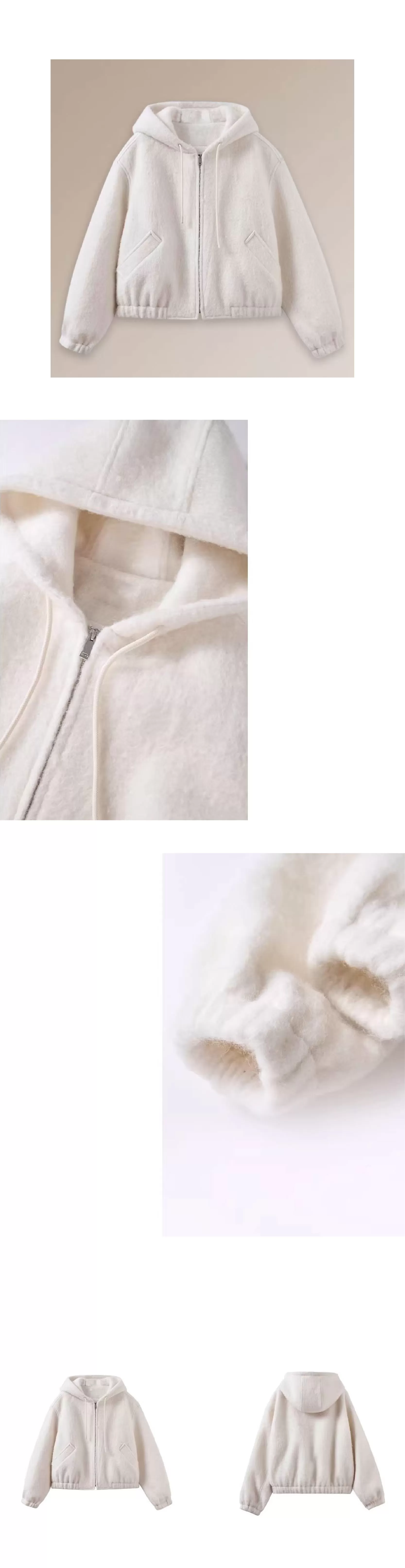 慵長雪夜長毛絨感羊毛混紡呢料連帽廓形氛圍夾棉短外套,慵長雪夜長毛絨感羊毛混紡呢料連帽廓形氛圍夾棉短外套,HBEW5117,慵長雪夜長毛絨感羊毛混紡呢料連帽廓形氛圍夾棉短外套,連帽外套,羊毛混紡