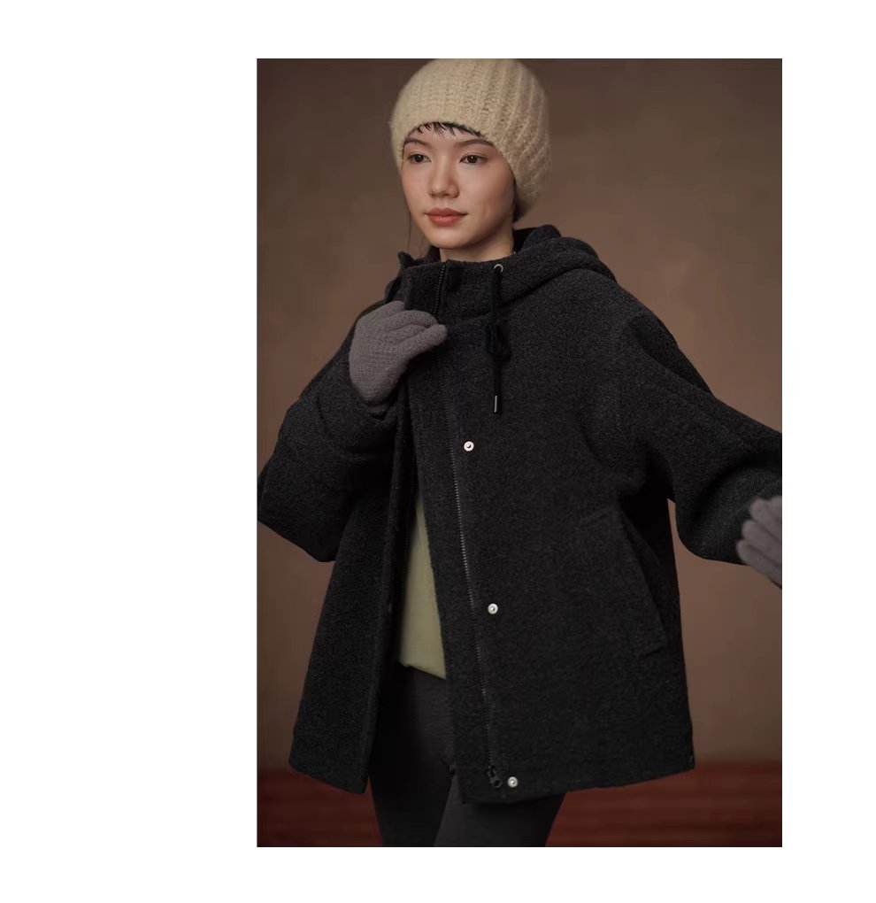 北歐風加厚保暖綿羊毛混紡呢料立體挺括連帽休閒外套女,北歐風加厚保暖綿羊毛混紡呢料立體挺括連帽休閒外套女,HBEW5122,北歐風加厚保暖綿羊毛混紡呢料立體挺括連帽休閒外套女,連帽立領,羊毛混紡