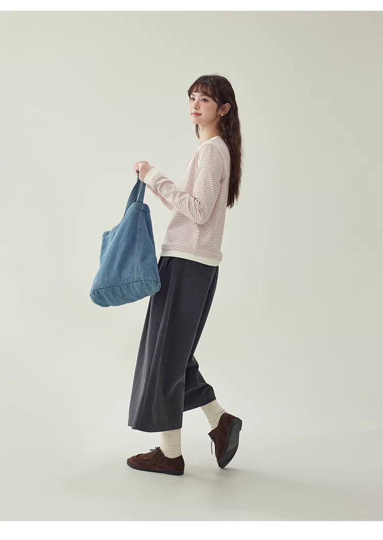 假兩件粉條紋長袖T恤女冬季新款少女感寬鬆上衣,假兩件粉條紋長袖T恤女冬季新款少女感寬鬆上衣,HBEW1197,假兩件粉條紋長袖T恤女冬季新款少女感寬鬆上衣,假兩件式,舒適面料