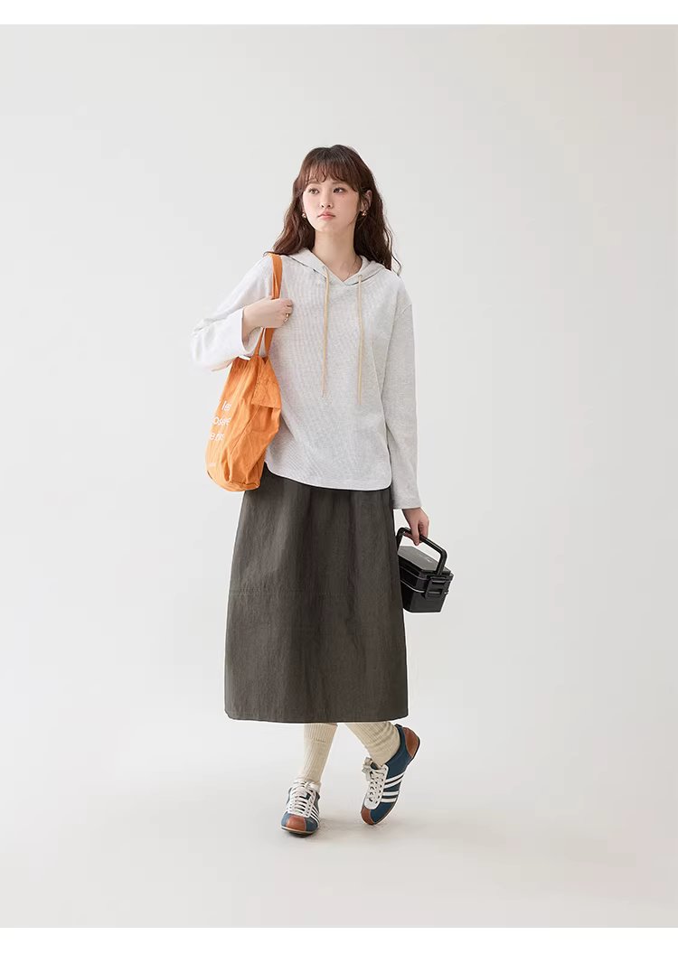 灰色華夫格連帽薄款T恤女春季新款通勤寬鬆上衣,灰色華夫格連帽薄款T恤女春季新款通勤寬鬆上衣,HBFS1004,灰色華夫格連帽薄款T恤女春季新款通勤寬鬆上衣,連帽上衣,華夫格