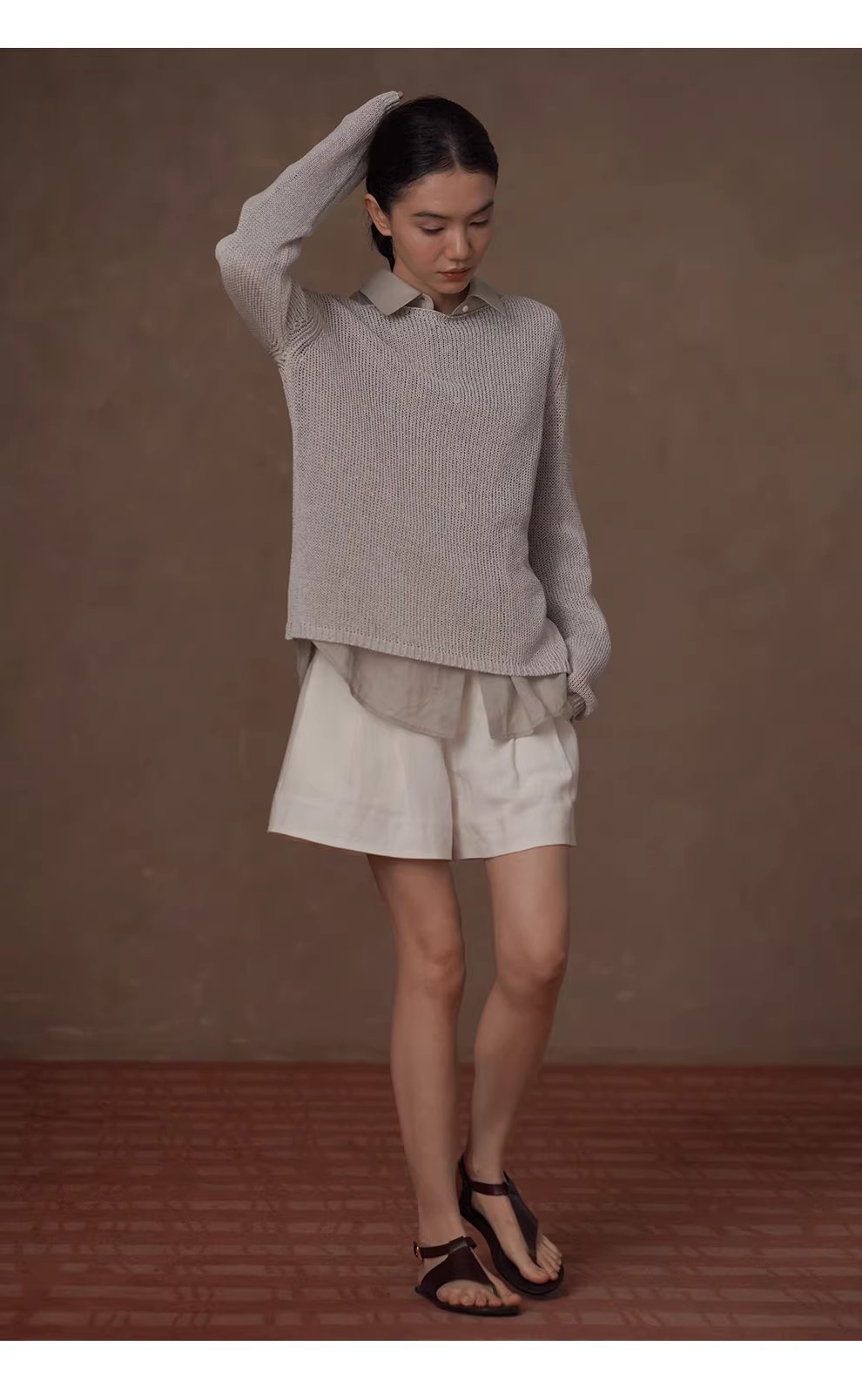 朦朧水霧進口及紙紗透氣針織紙片人寬鬆顯瘦一字領罩衫,朦朧水霧進口及紙紗透氣針織紙片人寬鬆顯瘦一字領罩衫,HBFS1014,朦朧水霧進口及紙紗透氣針織紙片人寬鬆顯瘦一字領罩衫,舒適透氣,寬鬆顯瘦