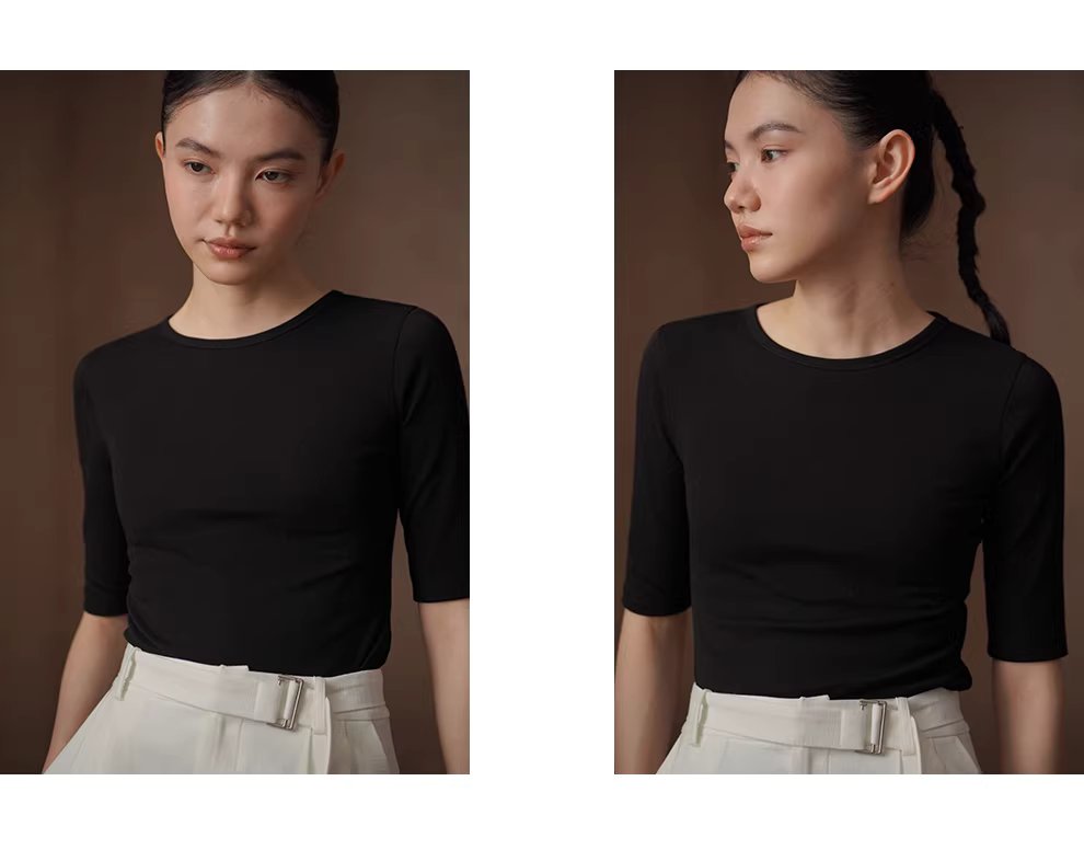 簡約實用主義雙面織布棉混紡彈性合身顯瘦中袖圓領T恤,簡約實用主義雙面織布棉混紡彈性合身顯瘦中袖圓領T恤,HBFS1024,簡約實用主義雙面織布棉混紡彈性合身顯瘦中袖圓領T恤,布料舒服,修身版型