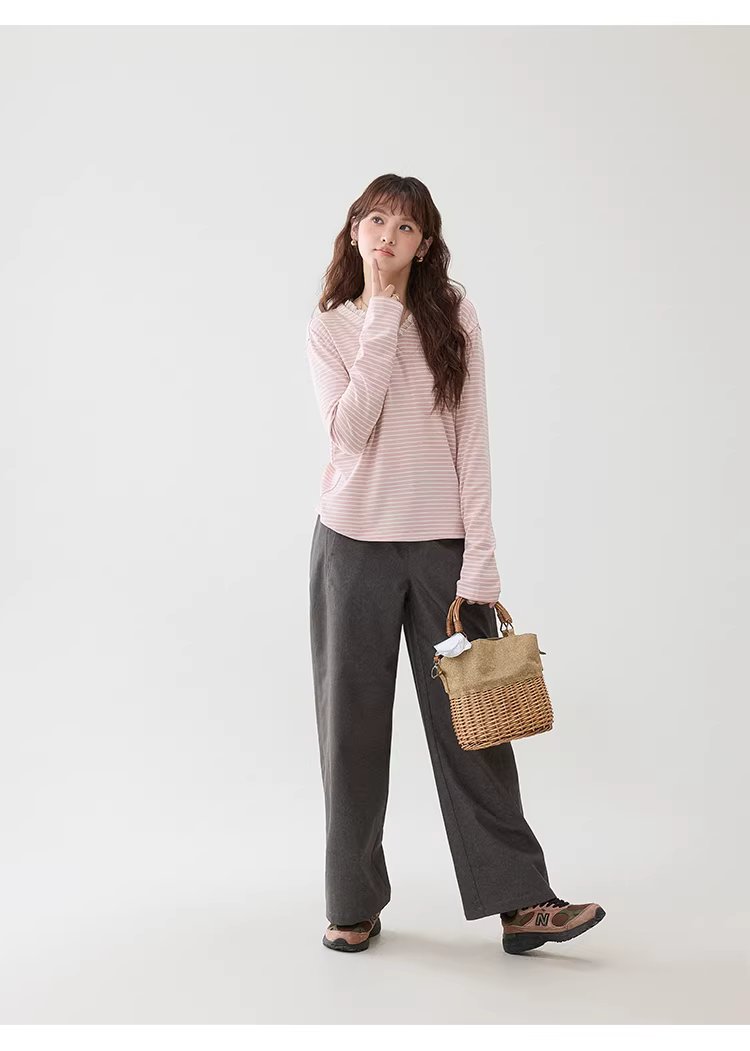 甜美粉紅條紋花邊v領T恤女春季新款寬鬆長袖上衣,甜美粉紅條紋花邊v領T恤女春季新款寬鬆長袖上衣,HBFS1028,甜美粉紅條紋花邊v領T恤女春季新款寬鬆長袖上衣,V領造型,蕾絲花邊