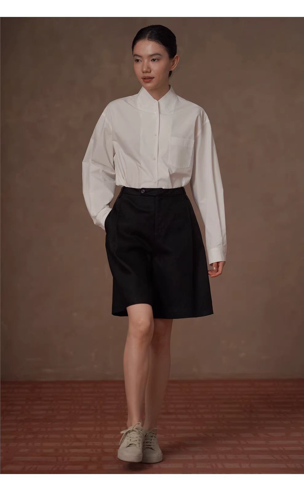 式復古回潮立領寬鬆H型顯瘦挺括好版型長袖疊穿襯衫女,式復古回潮立領寬鬆H型顯瘦挺括好版型長袖疊穿襯衫女,HBFS1037,式復古回潮立領寬鬆H型顯瘦挺括好版型長袖疊穿襯衫女,親膚透氣,版型修飾