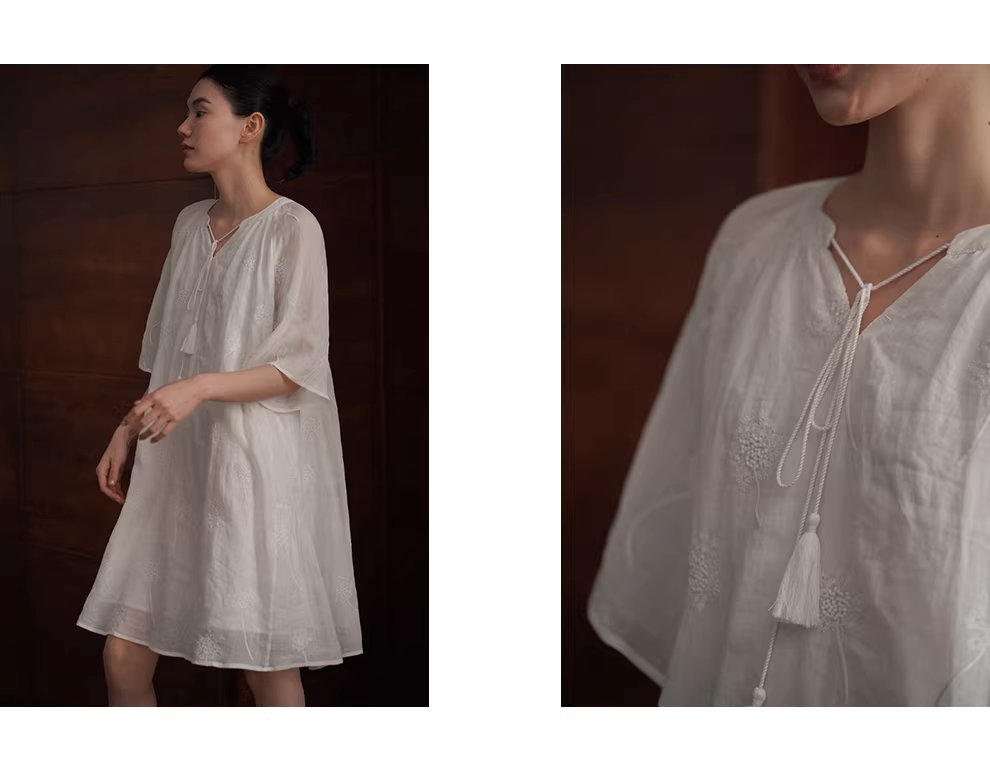 夏日蒲公英訂製全苧麻繡花流蘇繫帶寬鬆度假風洋裝女,夏日蒲公英訂製全苧麻繡花流蘇繫帶寬鬆度假風洋裝女,HBFS7014,夏日蒲公英訂製全苧麻繡花流蘇繫帶寬鬆度假風洋裝女,材質獨特,細膩繡花