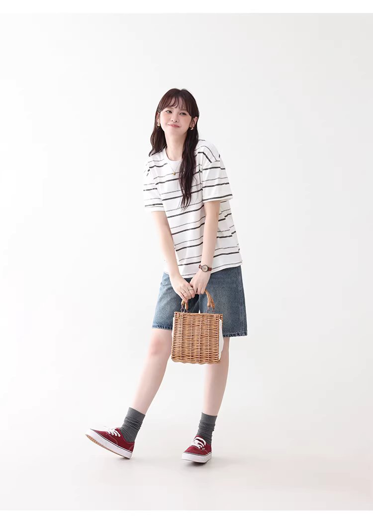 多巴胺撞色條紋落肩短袖T恤女夏季新款甜美圓領上衣,多巴胺撞色條紋落肩短袖T恤女夏季新款甜美圓領上衣,HBFS1050,多巴胺撞色條紋落肩短袖T恤女夏季新款甜美圓領上衣,撞色橫紋,舒適面料