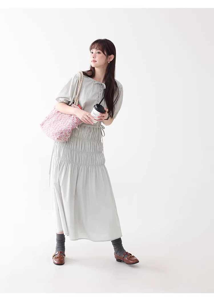 小眾褶皺收腰顯瘦洋裝女夏季新款純棉短袖長裙,小眾褶皺收腰顯瘦洋裝女夏季新款純棉短袖長裙,HBFS7019,小眾褶皺收腰顯瘦洋裝女夏季新款純棉短袖長裙,褶皺收腰,全棉面料