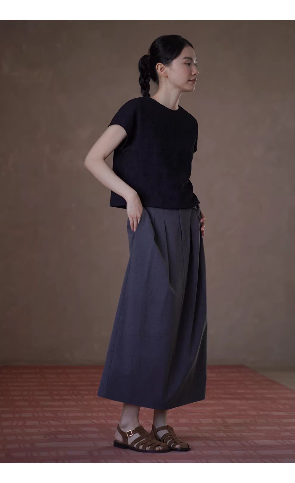 極簡的舒適感華夫格肌理連肩袖設計寬鬆挺括顯瘦通勤T恤,極簡的舒適感華夫格肌理連肩袖設計寬鬆挺括顯瘦通勤T恤,HBFS1069,極簡的舒適感華夫格肌理連肩袖設計寬鬆挺括顯瘦通勤T恤,舒適華夫格,連肩設計