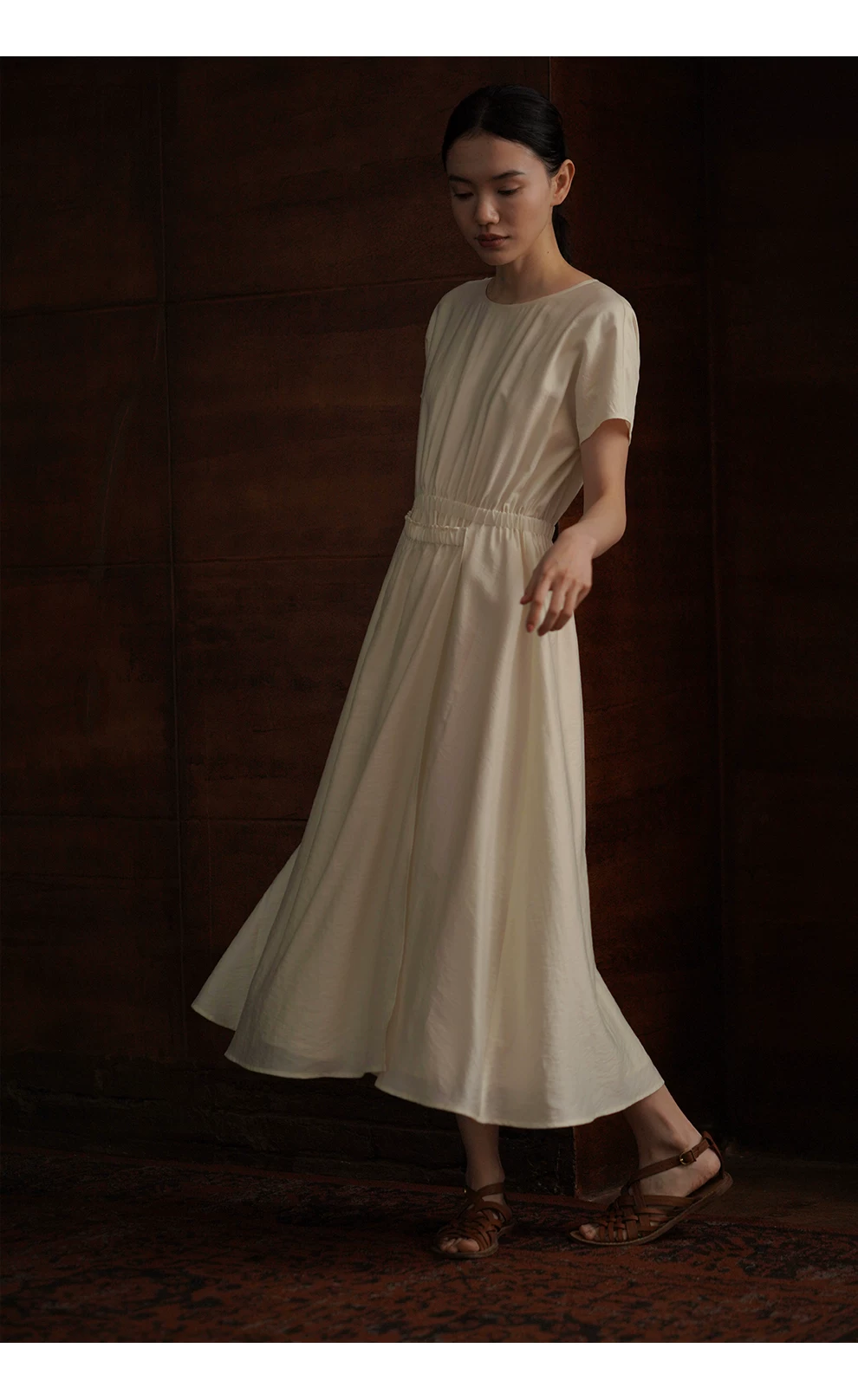 柔月光設計感纏繞式層次感鬆緊高腰圓領顯瘦洋裝女,柔月光設計感纏繞式層次感鬆緊高腰圓領顯瘦洋裝女,HBFS7044,柔月光設計感纏繞式層次感鬆緊高腰圓領顯瘦洋裝女,天絲涼感,腰腹鬆緊