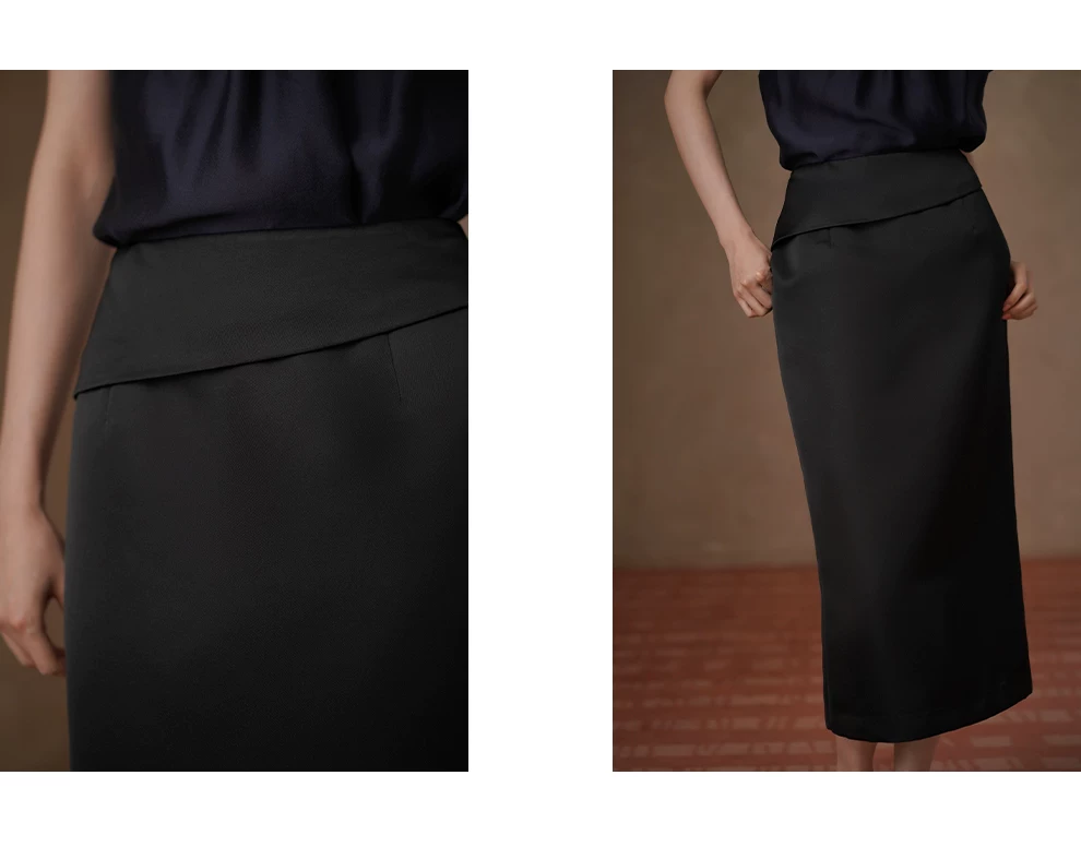 摩登高智優雅半身裙品質緞面寬翻邊高腰顯瘦通勤裙女,摩登高智優雅半身裙品質緞面寬翻邊高腰顯瘦通勤裙女,HBFS2021,摩登高智優雅半身裙品質緞面寬翻邊高腰顯瘦通勤裙女,高腰直筒,翻邊遮肉