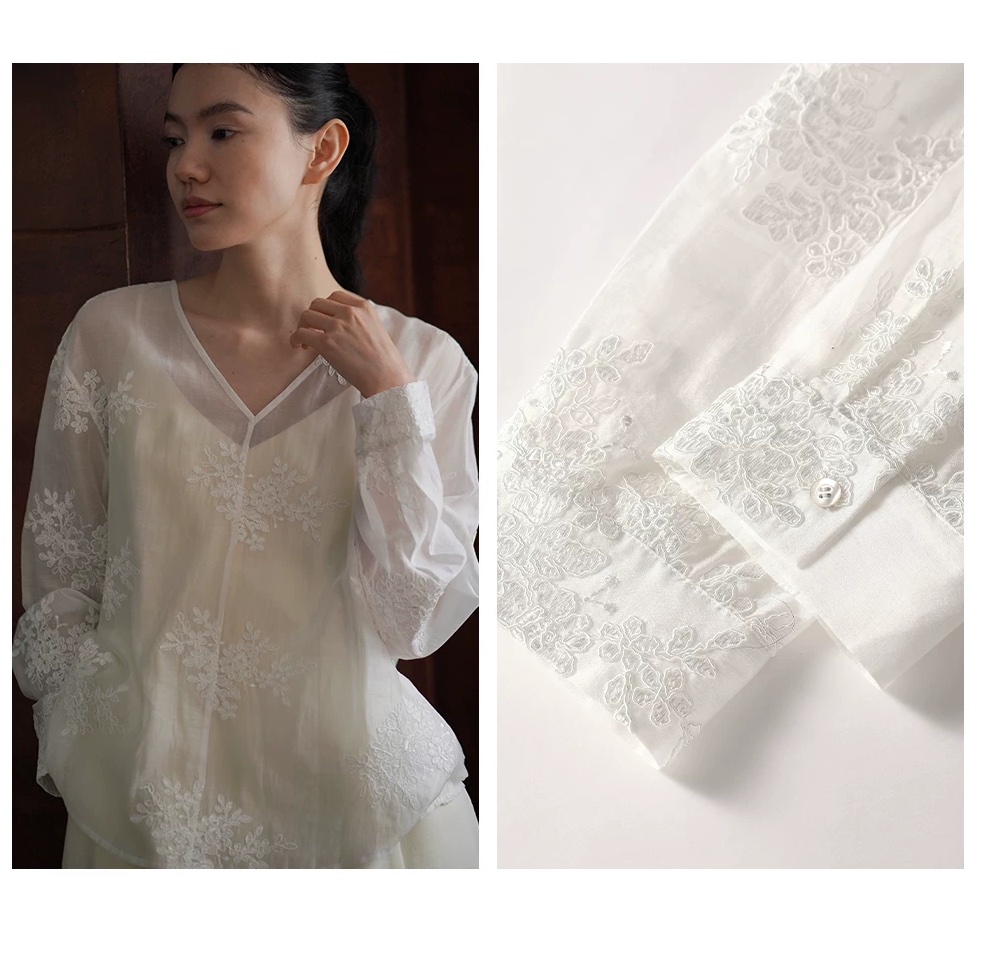 雕琢夏日重工刺繡提花萊賽爾亞麻長袖薄款長袖V領罩衫女,雕琢夏日重工刺繡提花萊賽爾亞麻長袖薄款長袖V領罩衫女,HBFS1160,雕琢夏日重工刺繡提花萊賽爾亞麻長袖薄款長袖V領罩衫女,重工繡花,微透顯瘦