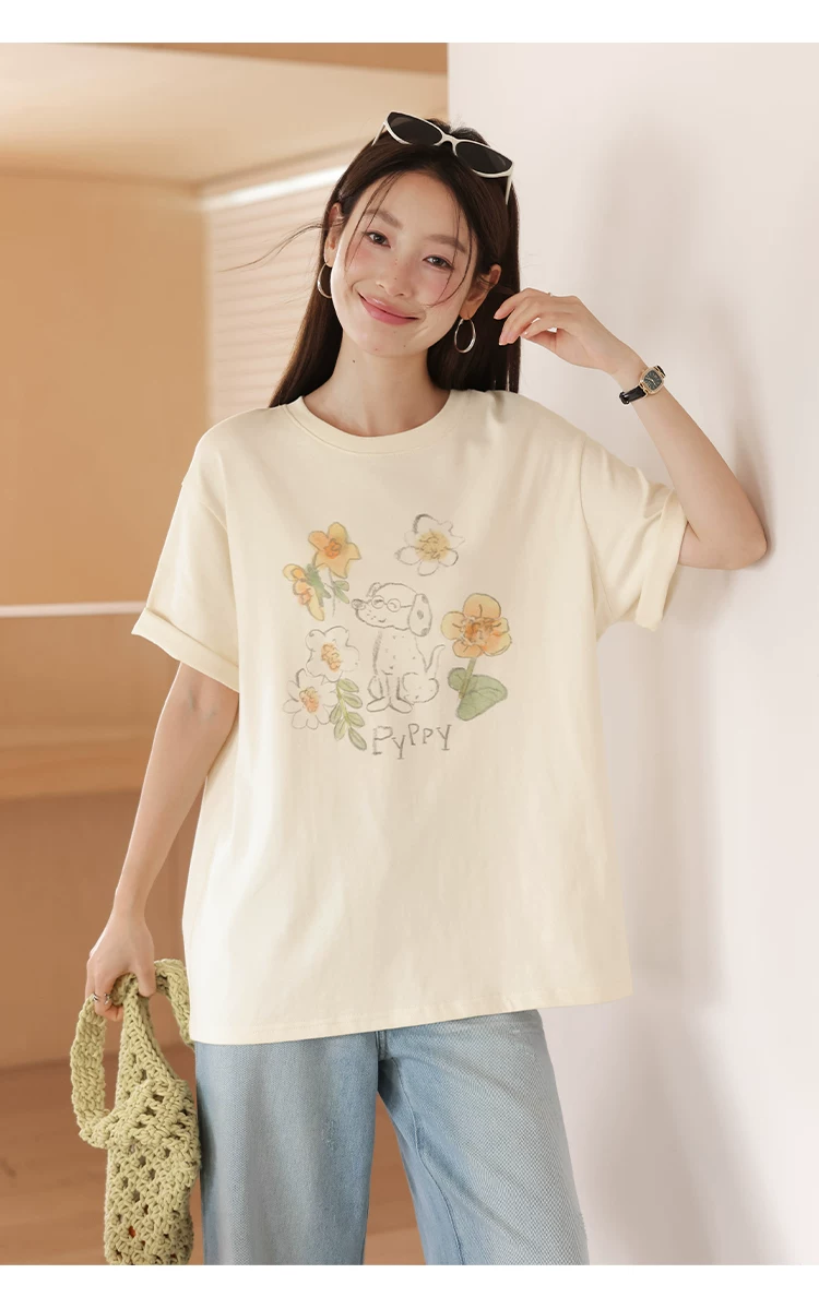 大尺碼胖mm花朵印花短袖T恤女2026新款夏季穿搭寬鬆杏色上衣,大尺碼胖mm花朵印花短袖T恤女2026新款夏季穿搭寬鬆杏色上衣,HBFS1181,大尺碼胖mm花朵印花短袖T恤女2026新款夏季穿搭寬鬆杏色上衣,童趣印花,舒適面料