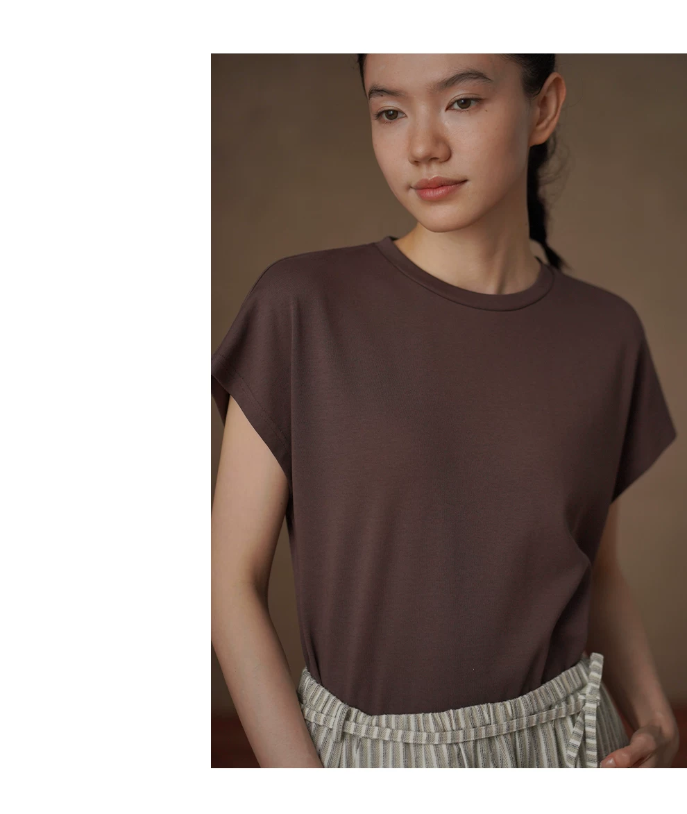 簡約立體顯瘦連肩袖小圓領棉感鬆弛通勤T恤微寬鬆上衣女,簡約立體顯瘦連肩袖小圓領棉感鬆弛通勤T恤微寬鬆上衣女,HBFS1191,簡約立體顯瘦連肩袖小圓領棉感鬆弛通勤T恤微寬鬆上衣女,連肩設計,版型顯瘦