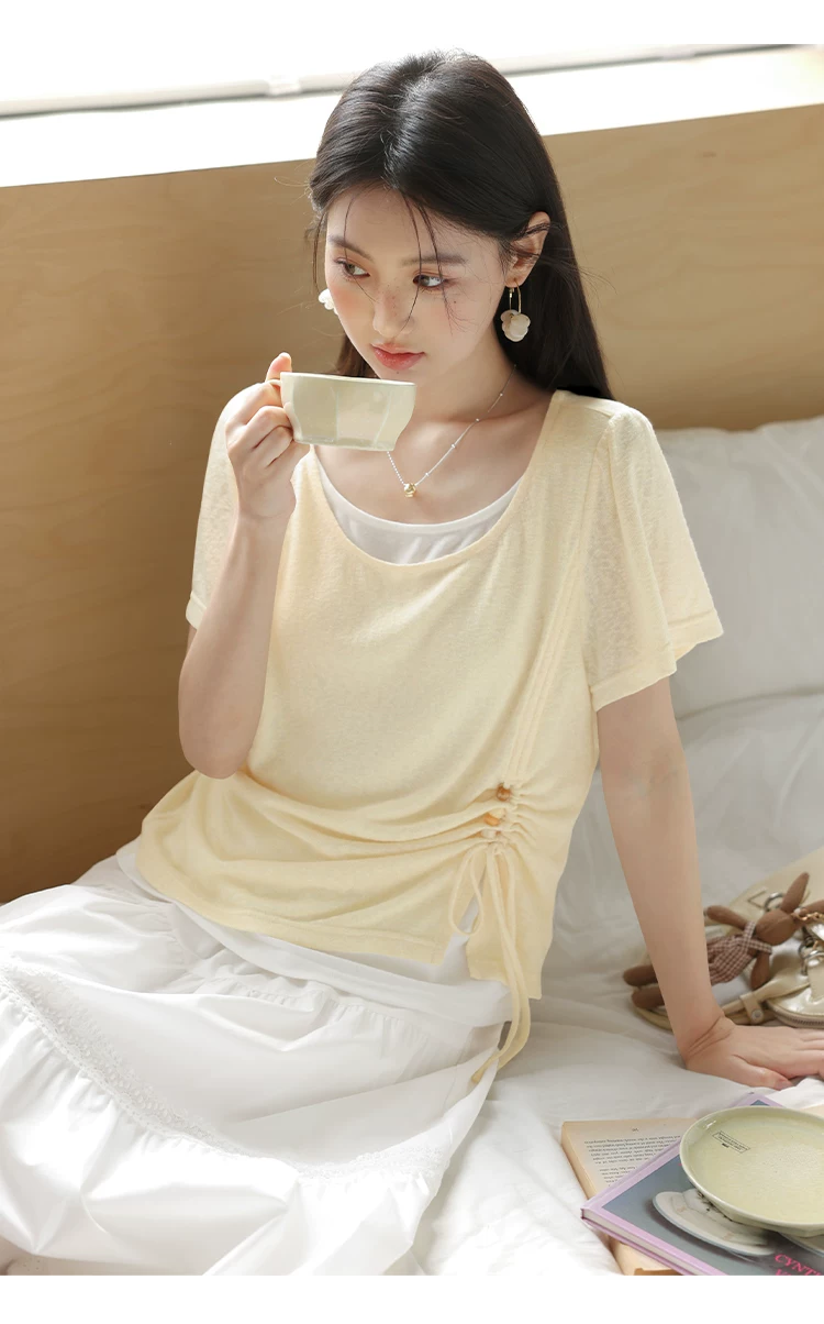 大尺碼假兩件繫帶針織短袖女T恤2026新款多巴胺穿搭夏季上衣,大尺碼假兩件繫帶針織短袖女T恤2026新款多巴胺穿搭夏季上衣,HBFS1303,大尺碼假兩件繫帶針織短袖女T恤2026新款多巴胺穿搭夏季上衣,中大尺碼,假兩件式