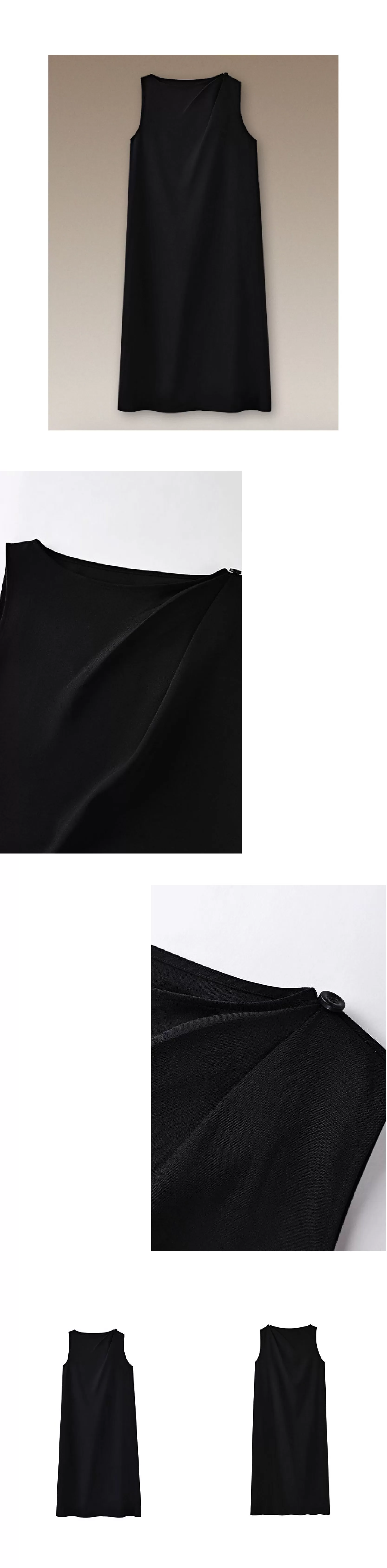 新爵會議不對稱扭褶肩洋裝寬鬆通勤垂墜顯瘦洋裝女