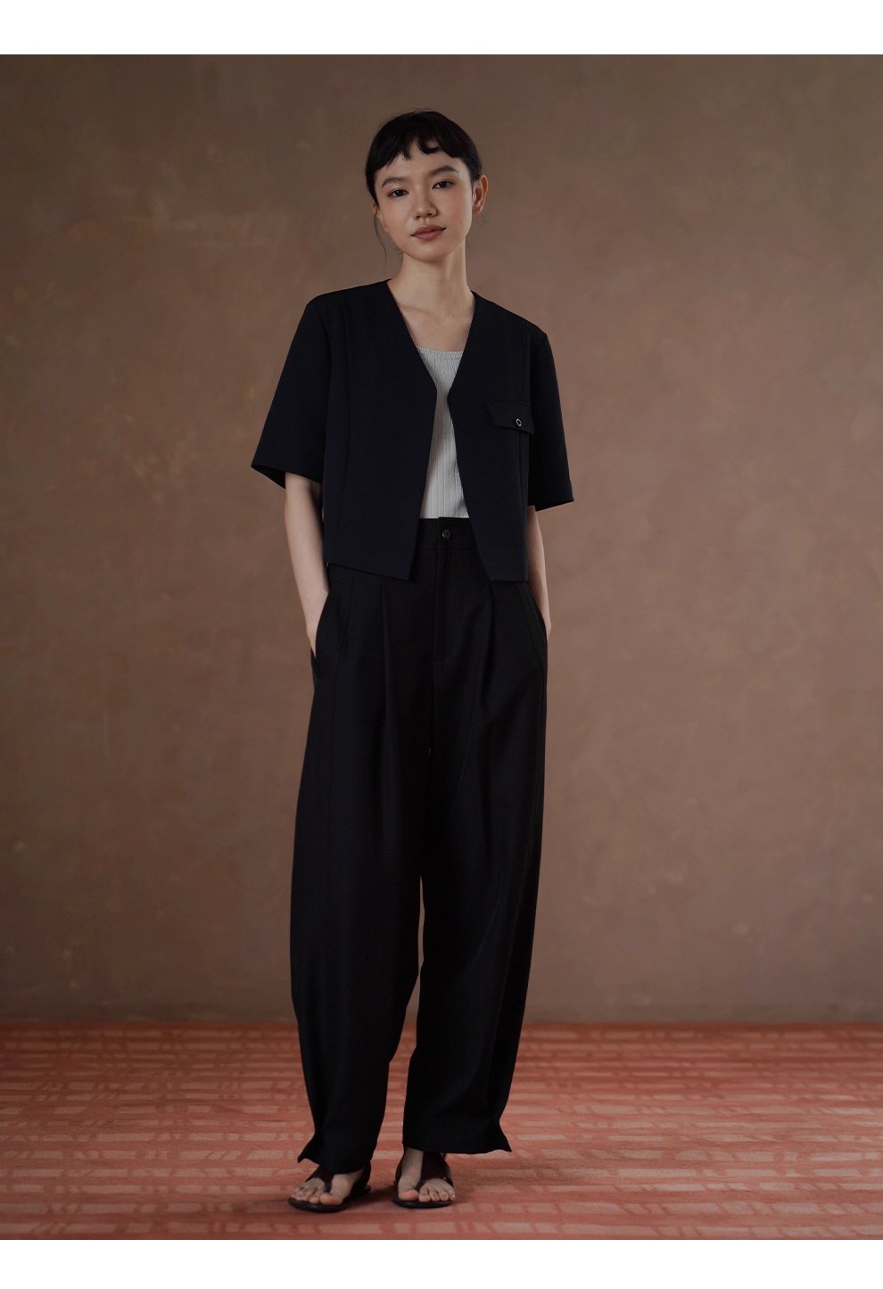 晨會通勤西裝褲垂順顯瘦可調腳口設計通勤闊腿長褲女