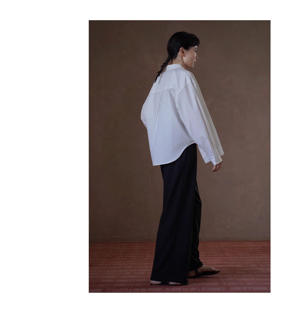 版型王者襯衫萊賽爾棉挺括寬鬆長袖通勤顯瘦翻領上衣女