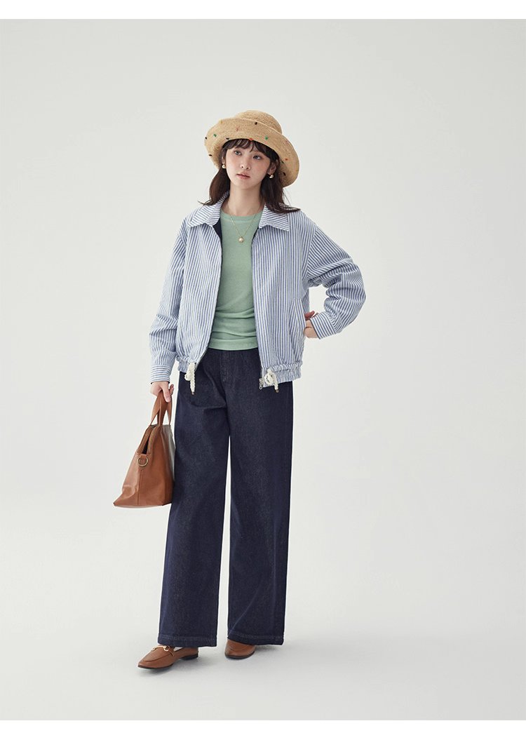 韓國翻領兩面穿拉鍊外套女秋季新款純棉長袖上衣