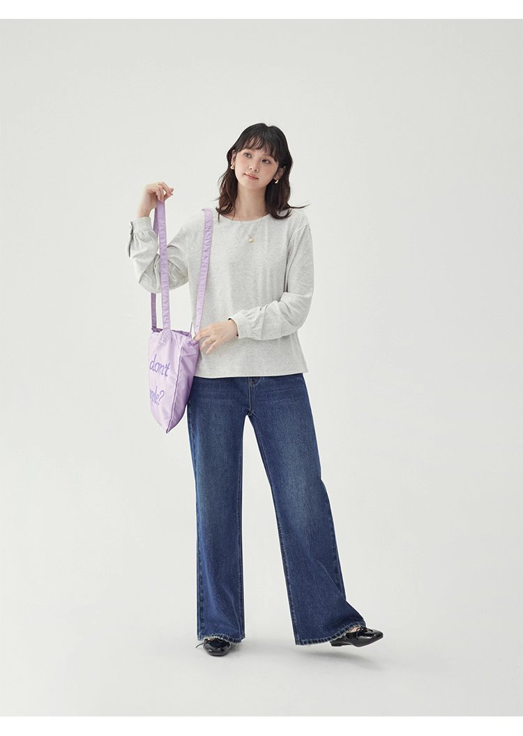 後排扣繫帶圓領衛衣T恤女秋季新款寬鬆長袖上衣