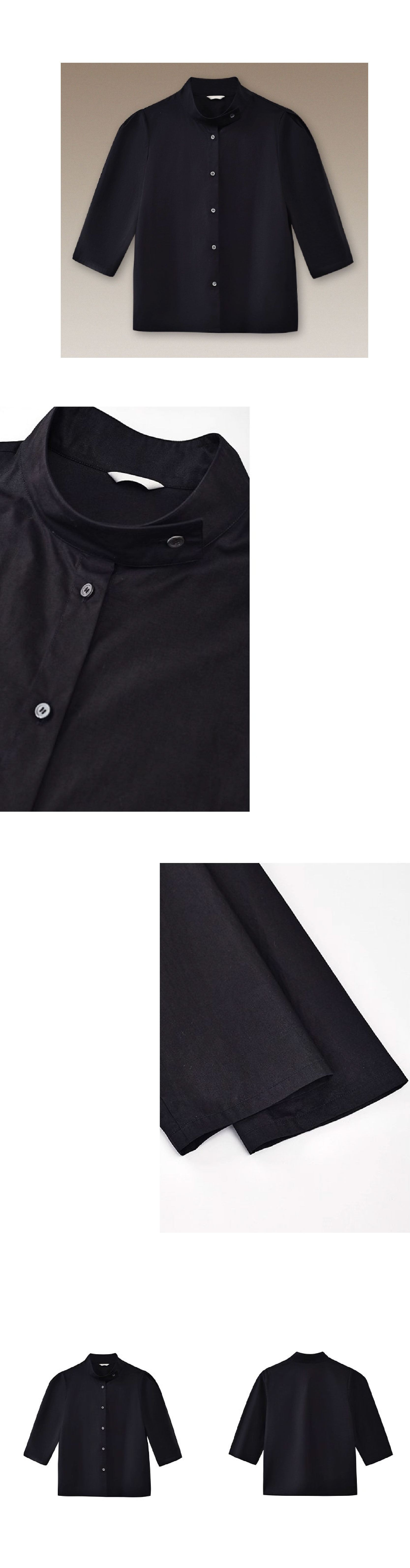 立裁版型挺括親膚萊賽爾棉上衣立領半袖通勤顯瘦襯衫女