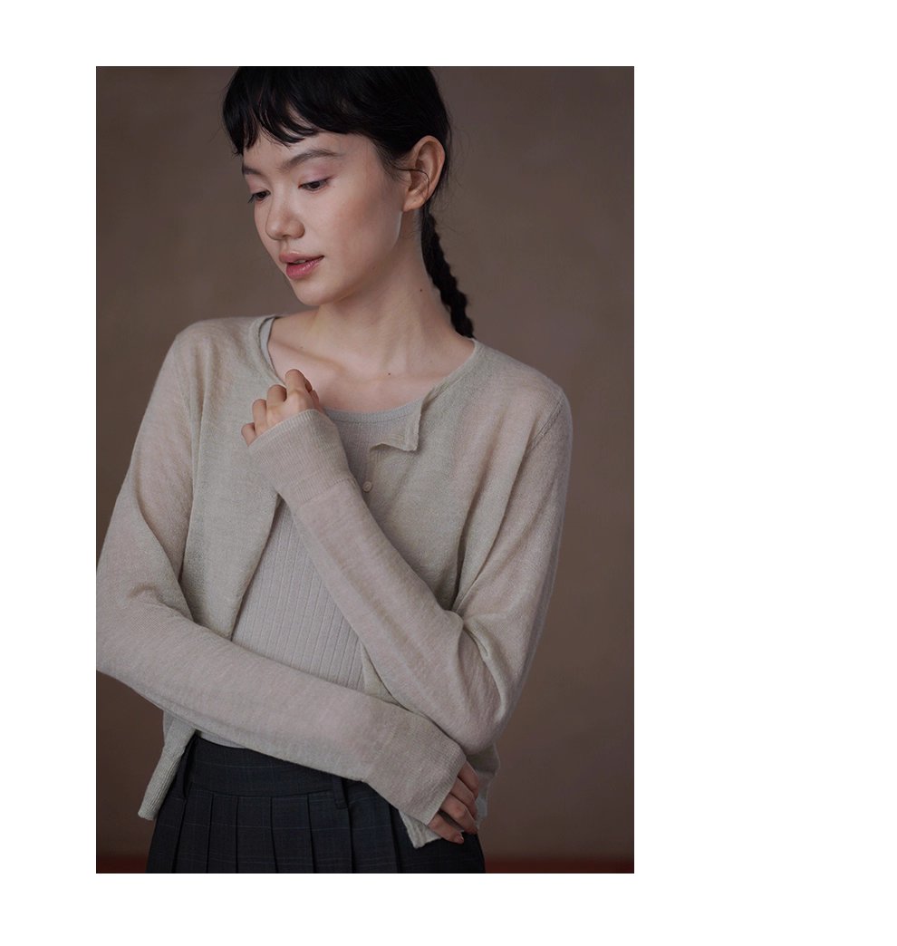 輕柔糯感薄款羊駝綿羊毛混紡蓬鬆朦朧正肩顯瘦針織外套