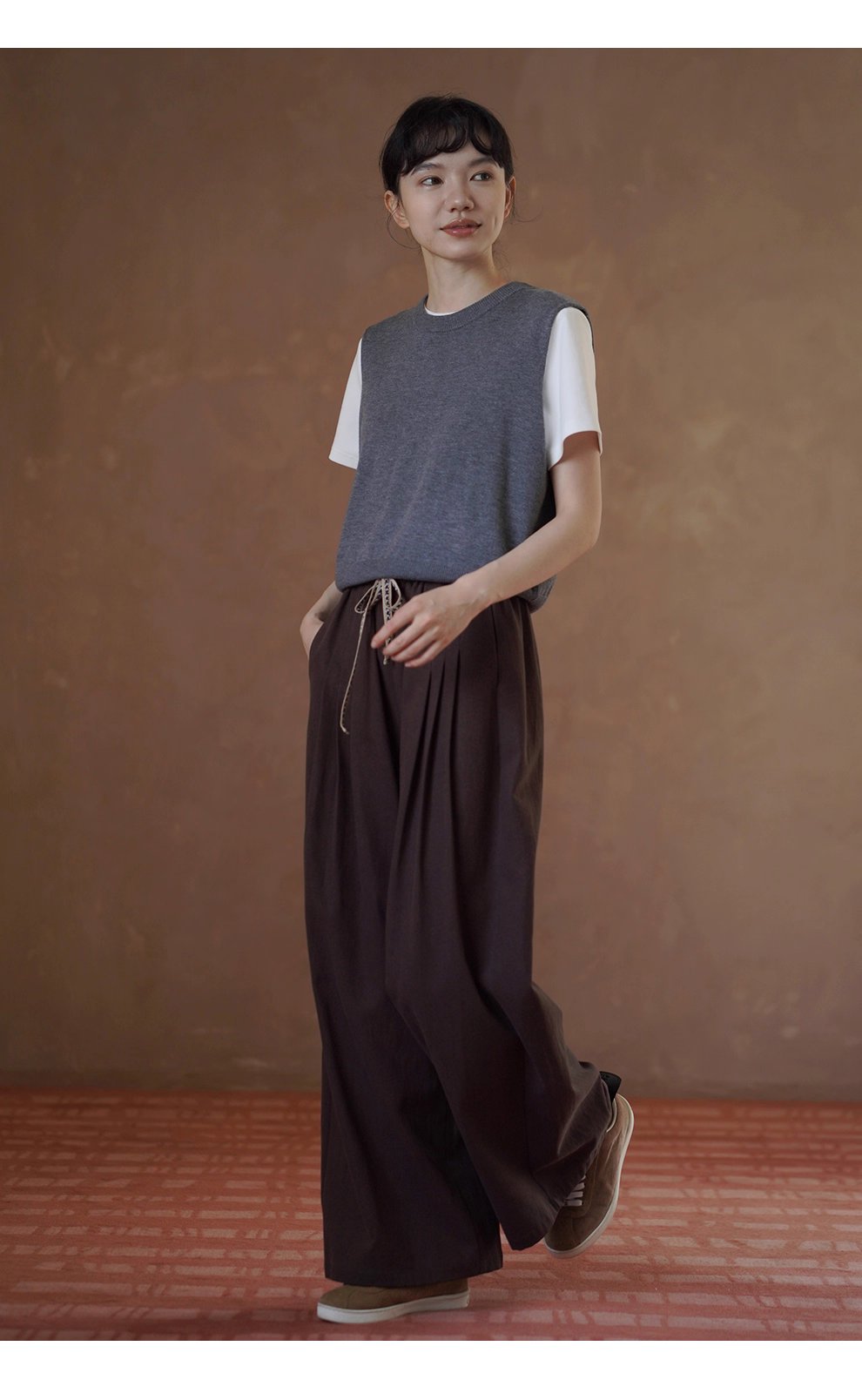 秋冬不可或缺時髦老錢圓領羊毛混紡百搭針織背心女