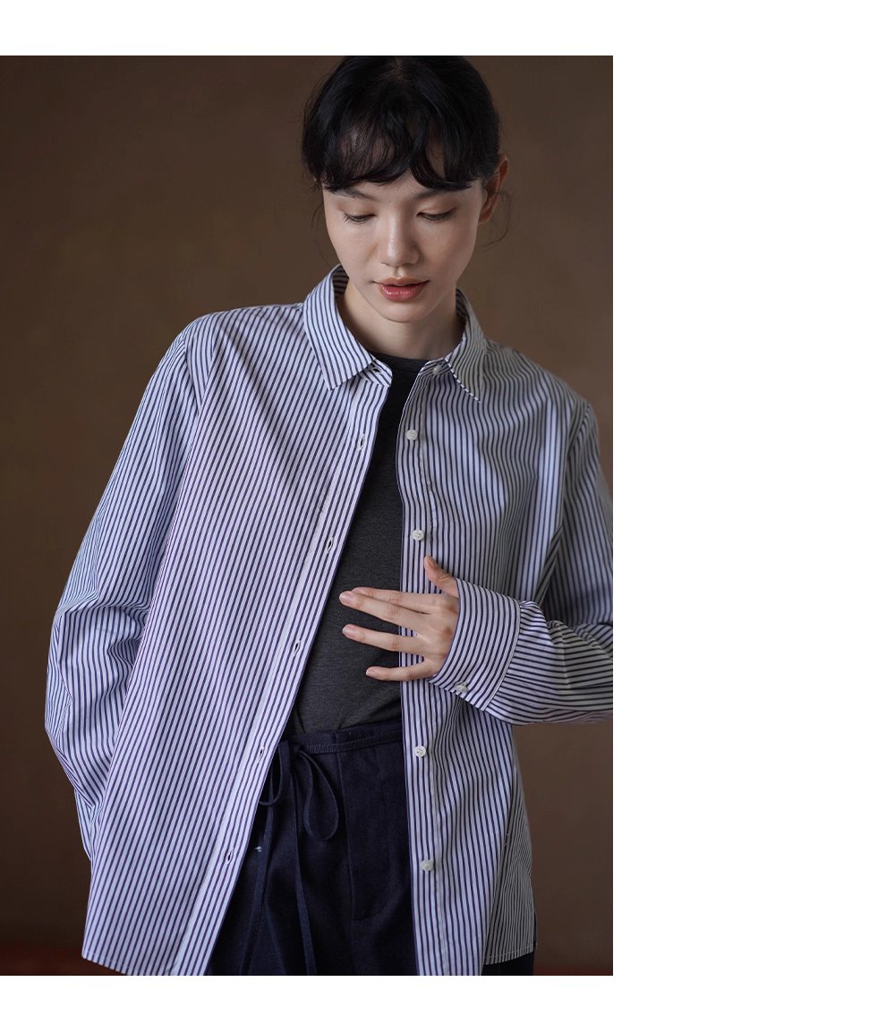 高品質100棉色織條紋法國經典寬鬆通勤可拆式蝴蝶結襯衫