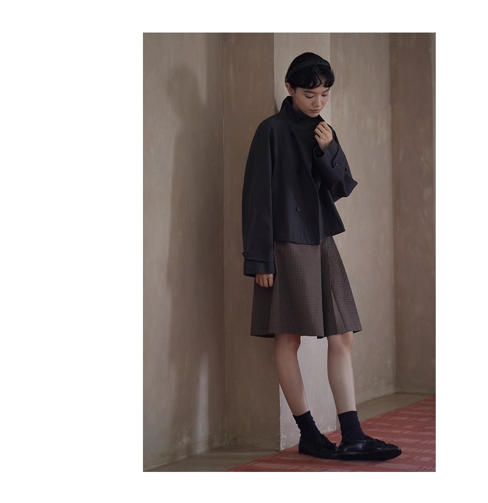 波士頓橋風衣挺括萊賽爾棉氣質立領剪裁寬鬆顯瘦外套女