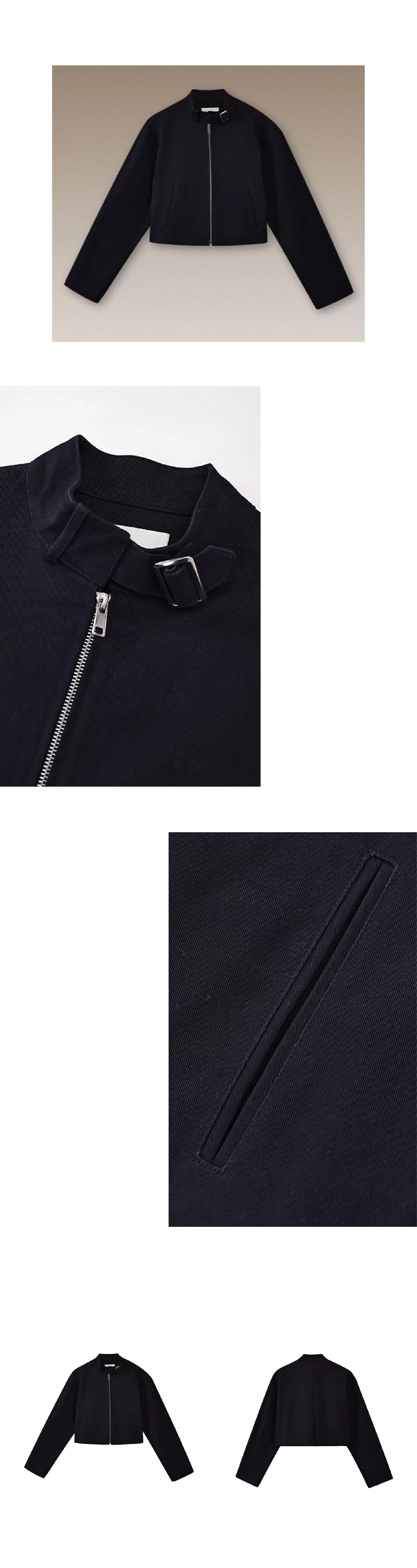 簡約騎士夾克立領日字袢小個子短款寬鬆落肩顯瘦外套女