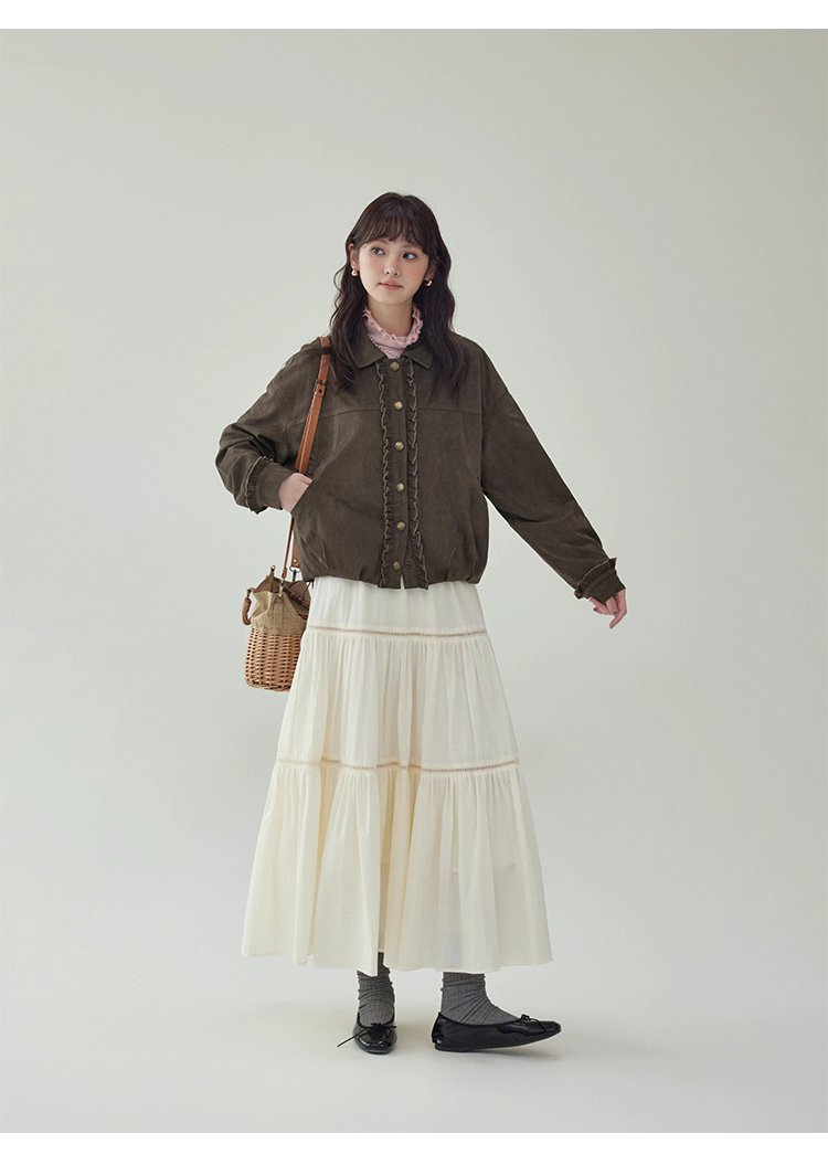 法式純棉拼接中長半身裙女秋季新款鬆緊腰蛋糕裙,法式純棉拼接中長半身裙女秋季新款鬆緊腰蛋糕裙,HBEW2009,法式純棉拼接中長半身裙女秋季新款鬆緊腰蛋糕裙,蛋糕裙擺,全棉面料