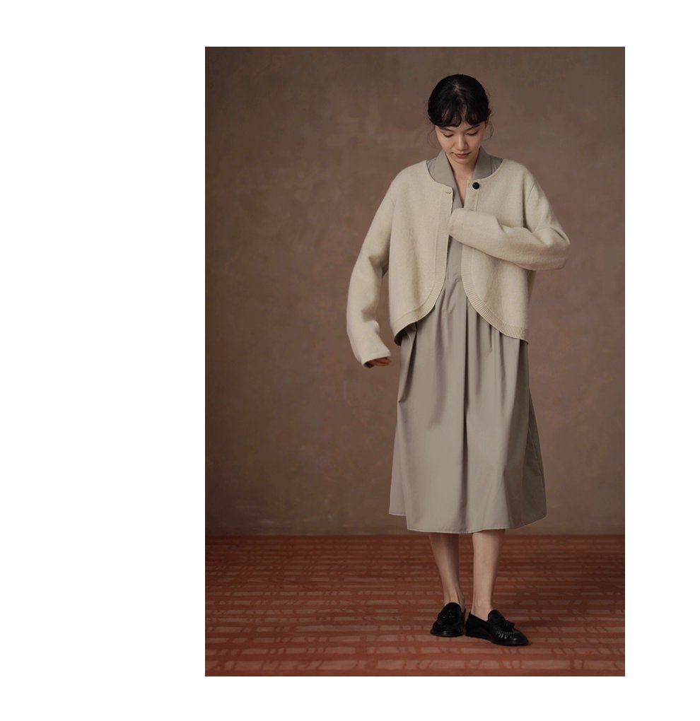 溫柔濾鏡氛圍感軟糯兔毛羊毛外套弧形門襟寬鬆毛衣開襟衫