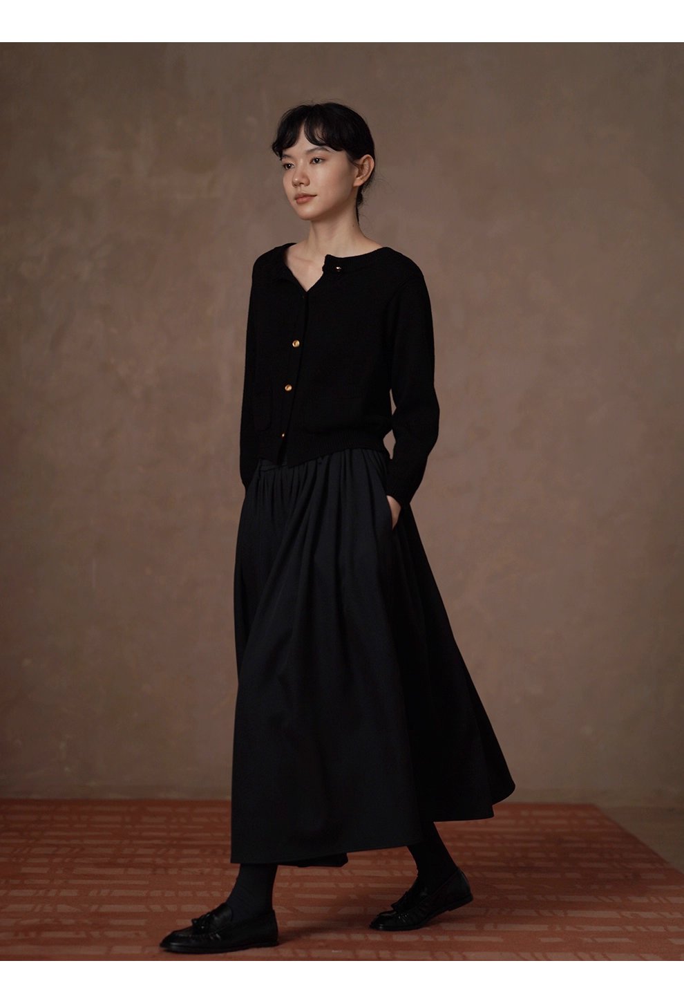 穿搭驚喜前後雙開復古金扣羊毛混紡毛衣顯瘦外套女