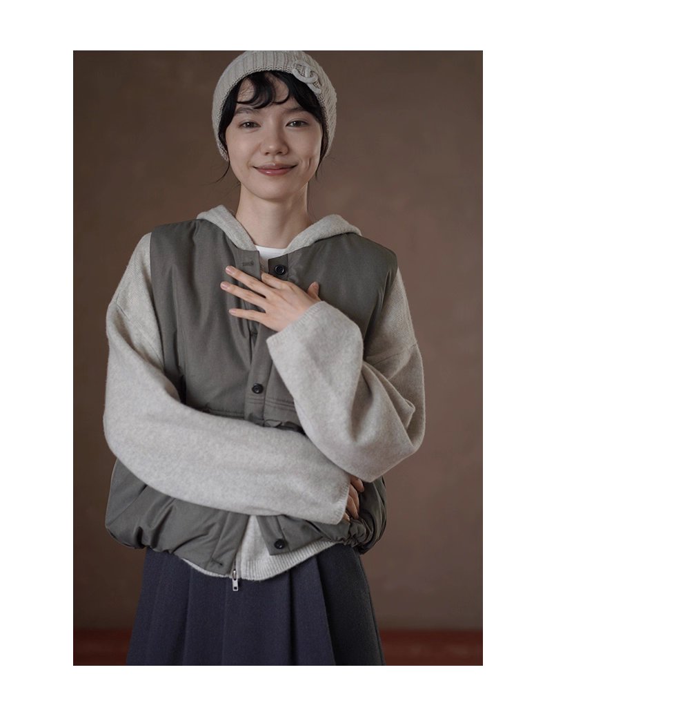 輕量保暖馬甲寬鬆H身型短款疊穿搭檔休閒圓領棉服外套女