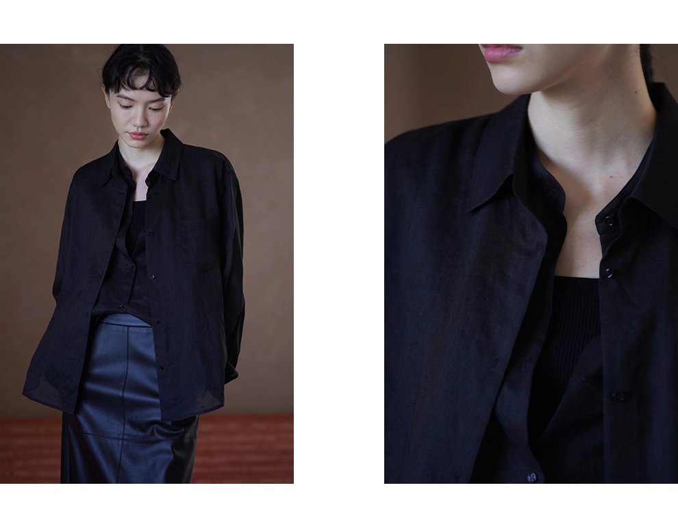 另類通勤設計感假兩件100苧麻挺括疊穿寬鬆顯瘦長袖襯衫