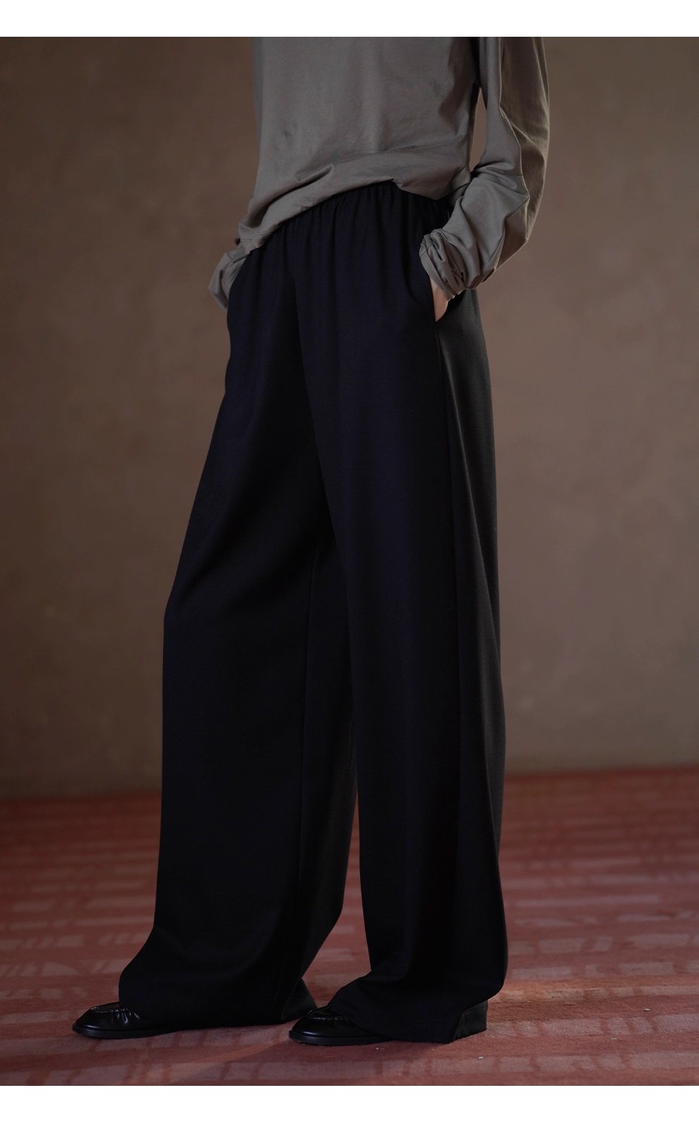 完美包容度長褲鬆緊牛筋高腰不挑人寬鬆垂爽顯瘦通勤褲