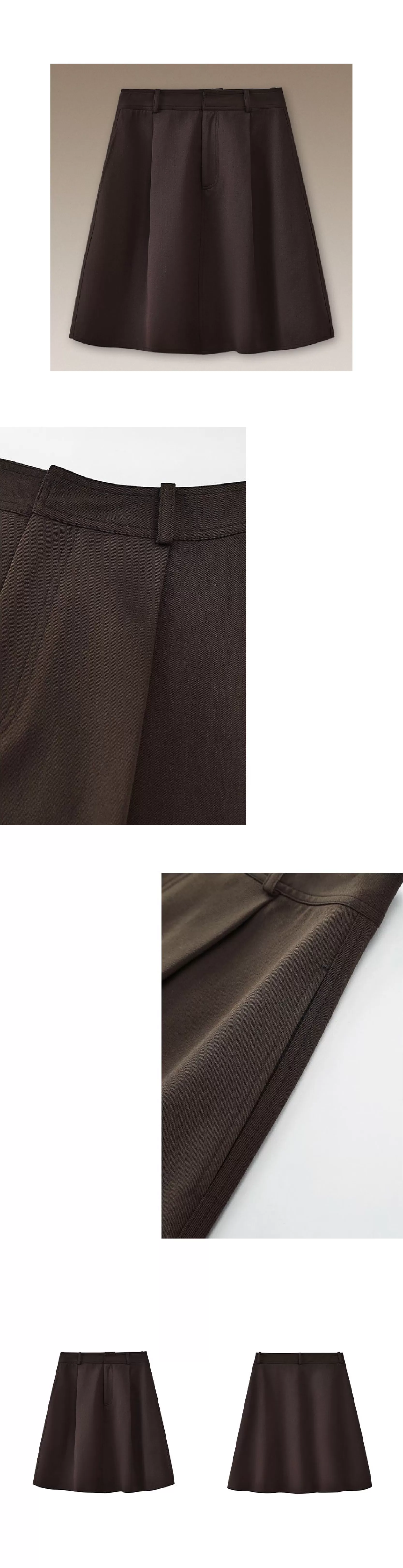 俐落剪裁綿羊毛混紡挺括西裝布料高腰A字顯瘦高腰半身裙