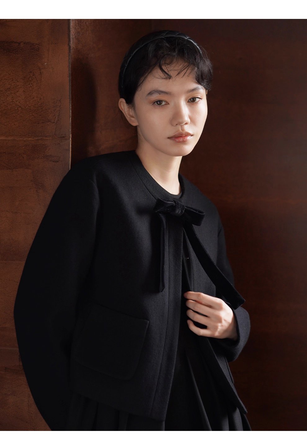 少女祈禱外套可拆式絲絨蝴蝶高含量羊毛短版正肩西裝女