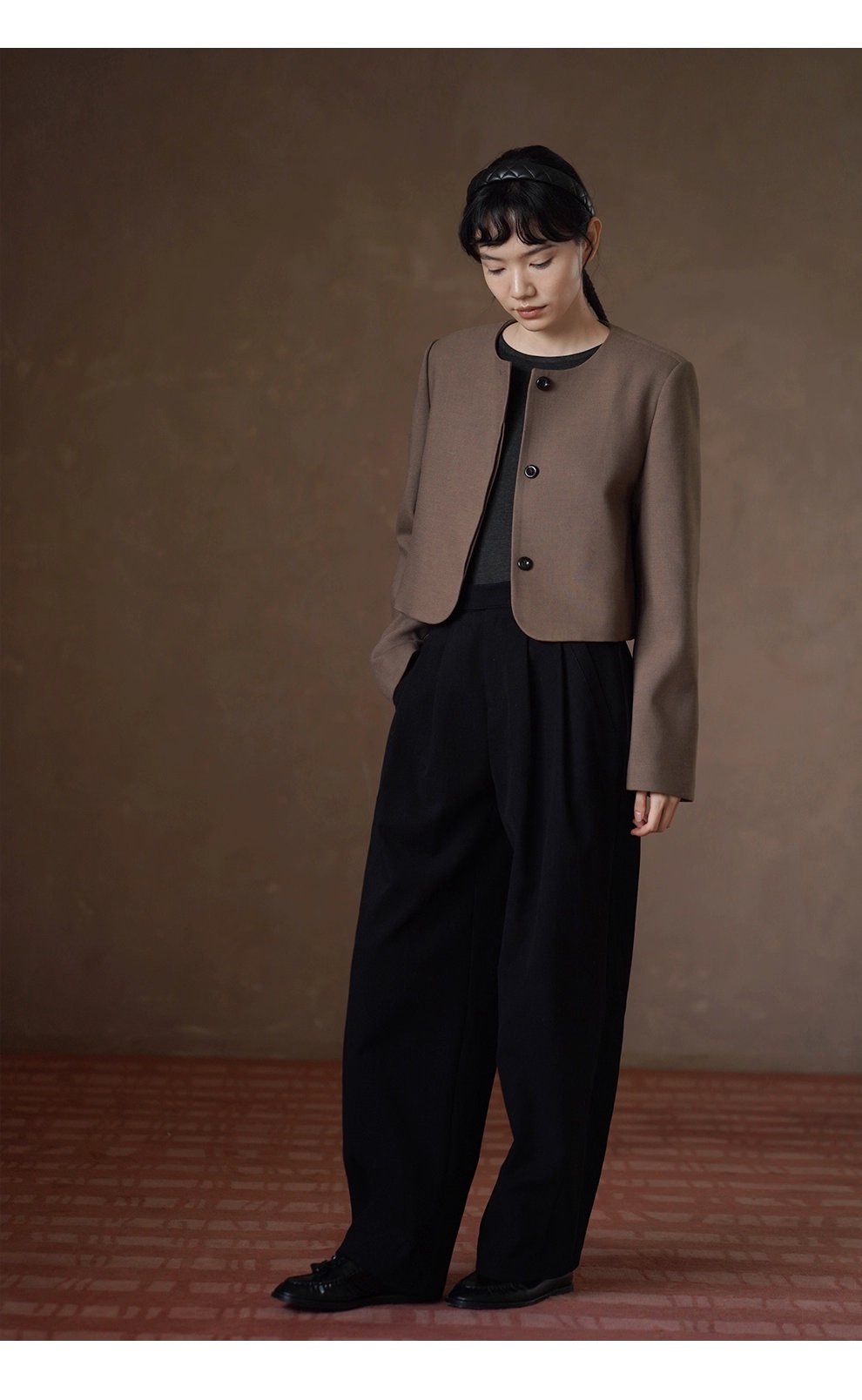 低調霧面紗卡品質長褲可調式褲袢高腰寬鬆顯瘦直筒褲女