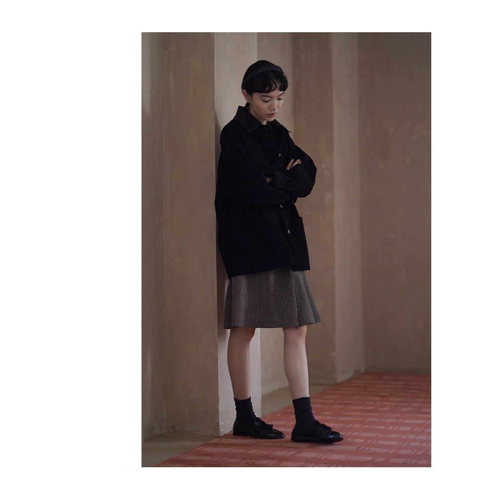 小眾拼接皮領100棉挺括水洗牛仔服一手長顯瘦寬鬆外套女