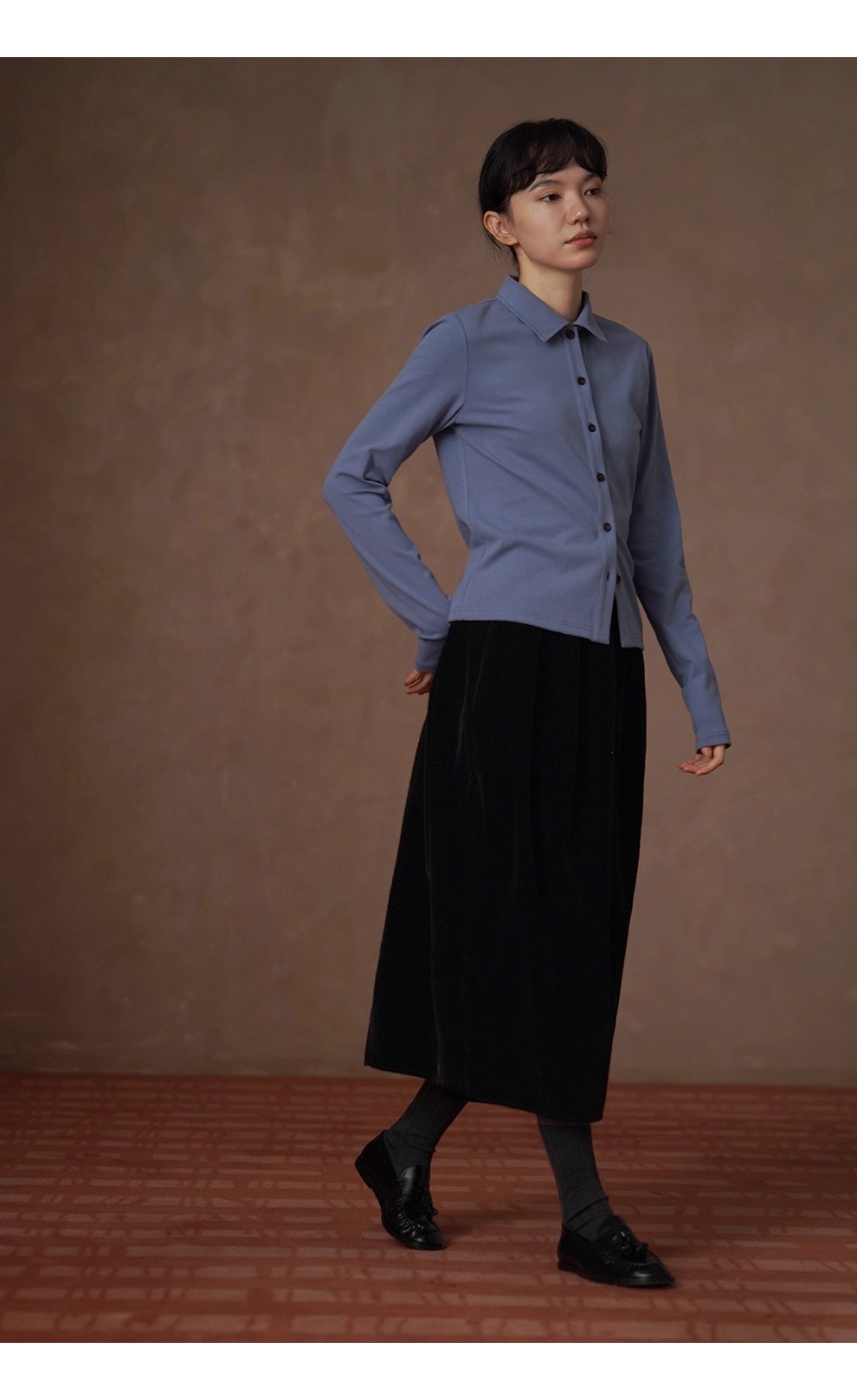 優雅絲絨古典主義立體飽滿花苞顯瘦高腰氣質通勤裙