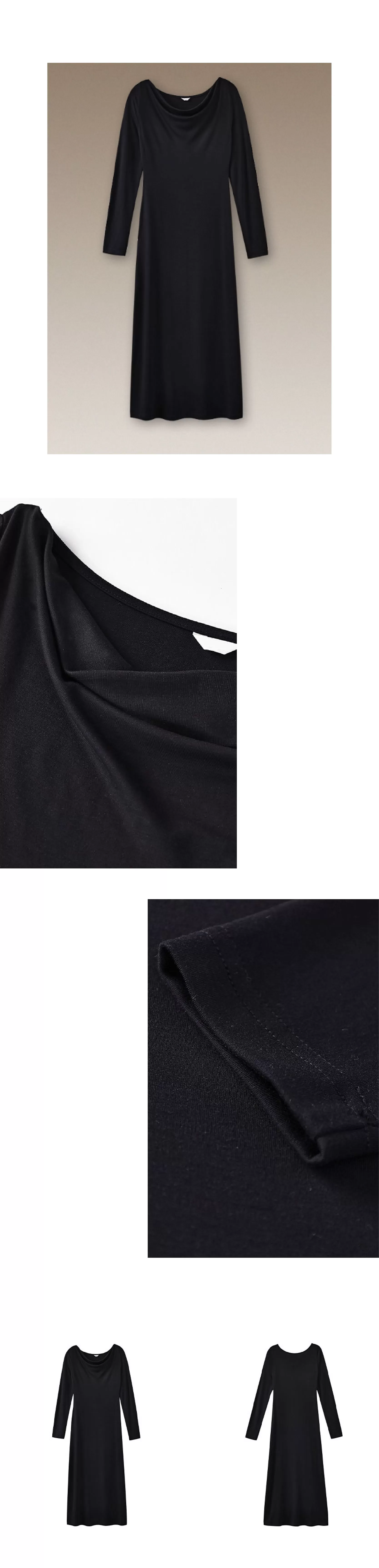 進階優雅巨顯瘦氣質蕩領彈性合身洋裝通勤長裙女