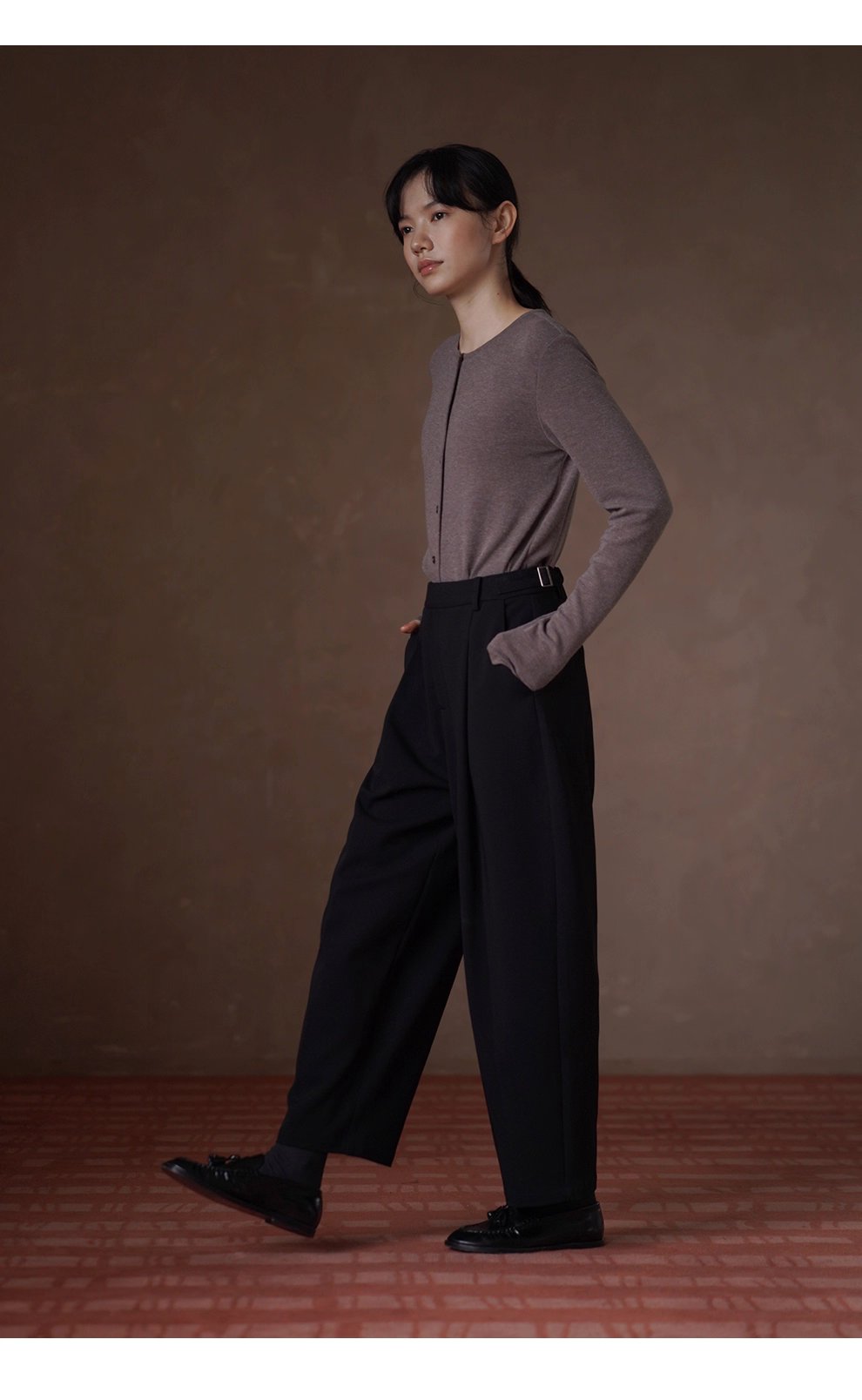 全能內搭合身彈性圓領開門襟顯瘦修身通勤長袖親膚上衣