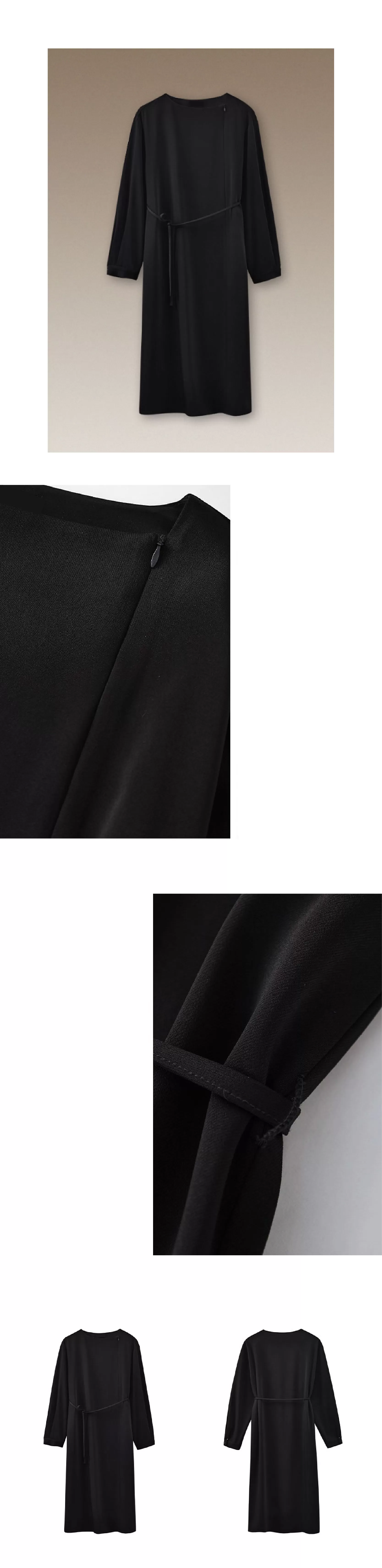 簡約乾淨線條拉鍊不規則門襟設計通勤寬鬆顯瘦洋裝女