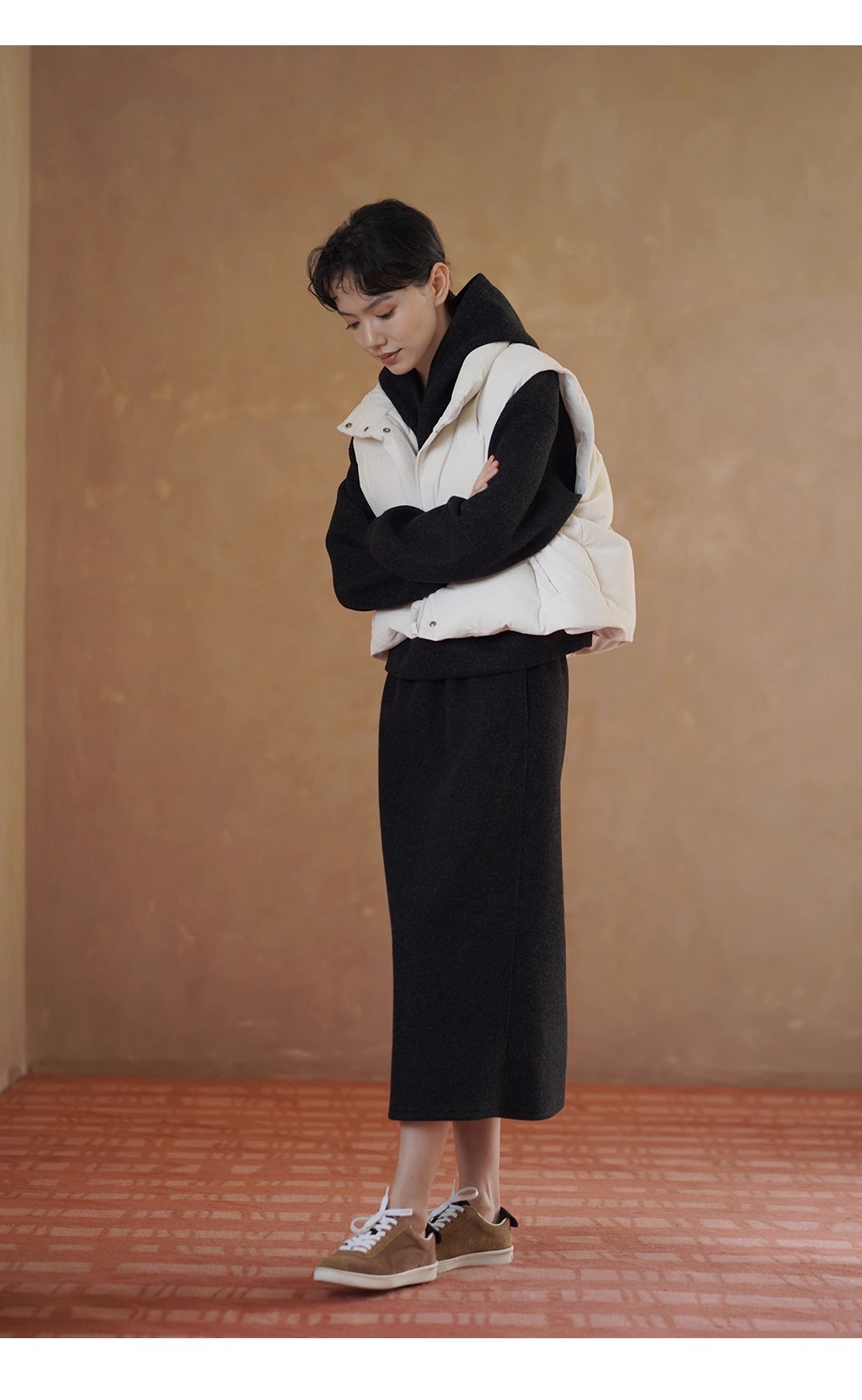 懶人時髦感加厚毛呢感連帽衛衣高腰半身裙顯瘦百搭套裝