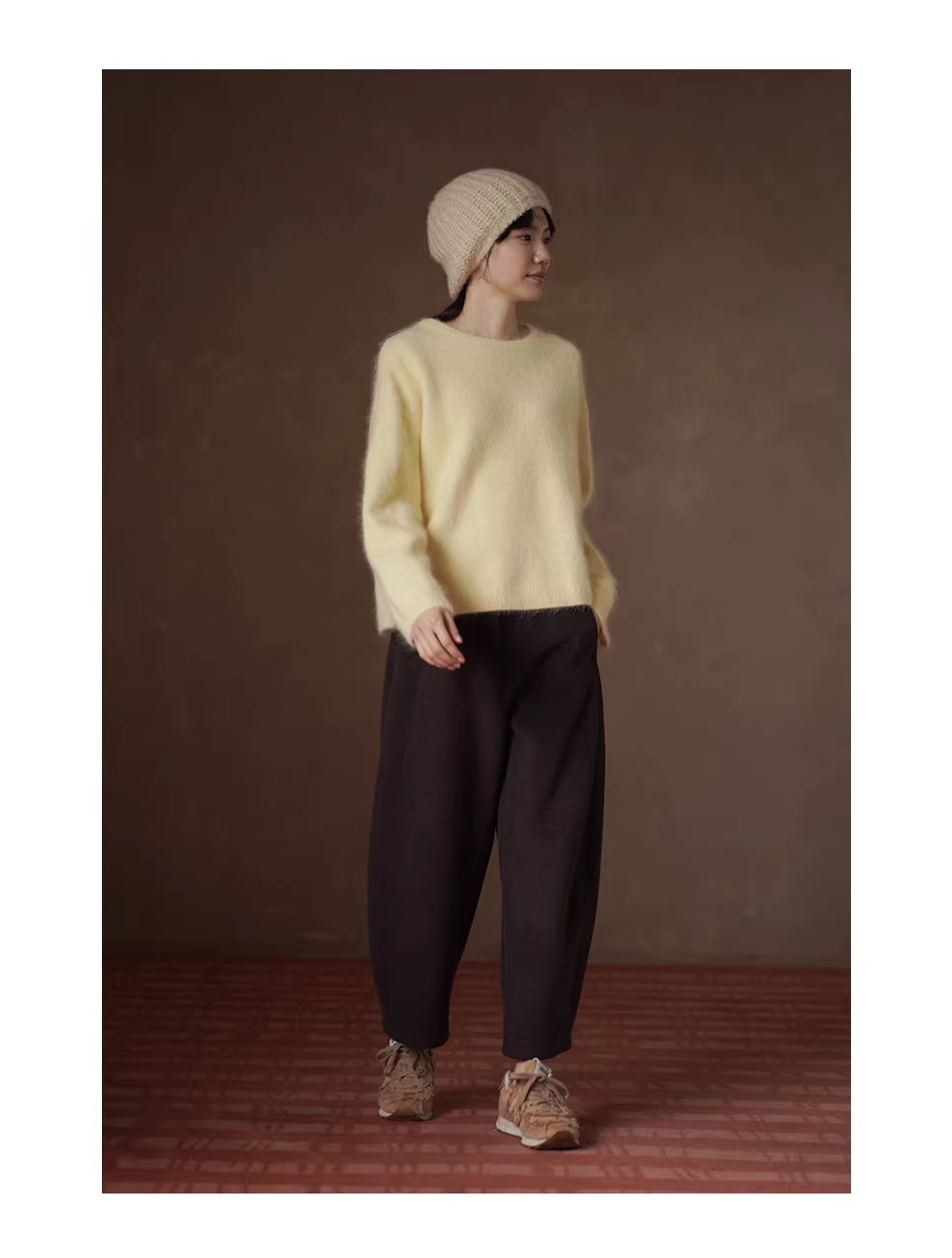 復古香蕉輪廓加厚特舒絨解構斜切分割顯瘦寬鬆毛呢長褲,復古香蕉輪廓加厚特舒絨解構斜切分割顯瘦寬鬆毛呢長褲,HBEW3045,復古香蕉輪廓加厚特舒絨解構斜切分割顯瘦寬鬆毛呢長褲,香蕉褲型,羊毛混紡