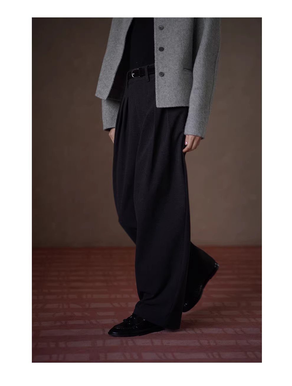 通勤協議毛感呢料寬鬆西裝褲高腰顯瘦直筒不挑人長褲女,通勤協議毛感呢料寬鬆西裝褲高腰顯瘦直筒不挑人長褲女,HBEW3046,通勤協議毛感呢料寬鬆西裝褲高腰顯瘦直筒不挑人長褲女,高腰壓摺,毛呢面料