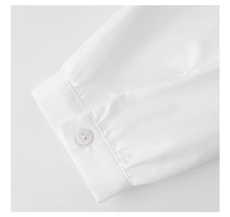 少女感蕾絲娃娃領襯衫女25冬季新款白色長袖上衣,HBEW1142,少女感蕾絲娃娃領襯衫女25冬季新款白色長袖上衣,娃娃領,花瓣衣襬,細節滿分