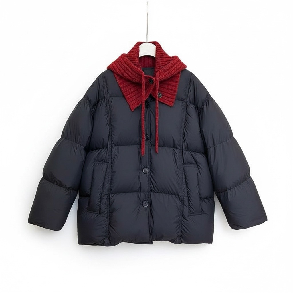 針織連帽拼接加厚羽絨外套冬季寬鬆毛帽麵包服外套,針織連帽拼接加厚羽絨外套冬季寬鬆毛帽麵包服外套,5W185014,針織連帽拼接加厚羽絨外套冬季寬鬆毛帽麵包服外套,保暖蓄熱,青春休閒