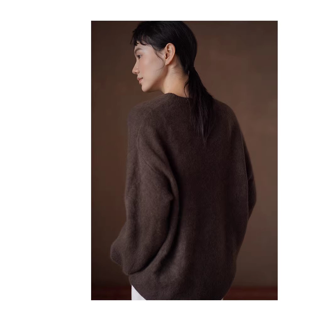 糖炒栗子毛衣高品羊絨羊毛混紡寬鬆圓領顯瘦針織上衣女,糖炒栗子毛衣高品羊絨羊毛混紡寬鬆圓領顯瘦針織上衣女,HBEW1163,糖炒栗子毛衣高品羊絨羊毛混紡寬鬆圓領顯瘦針織上衣女,質感單品,羊毛羊絨