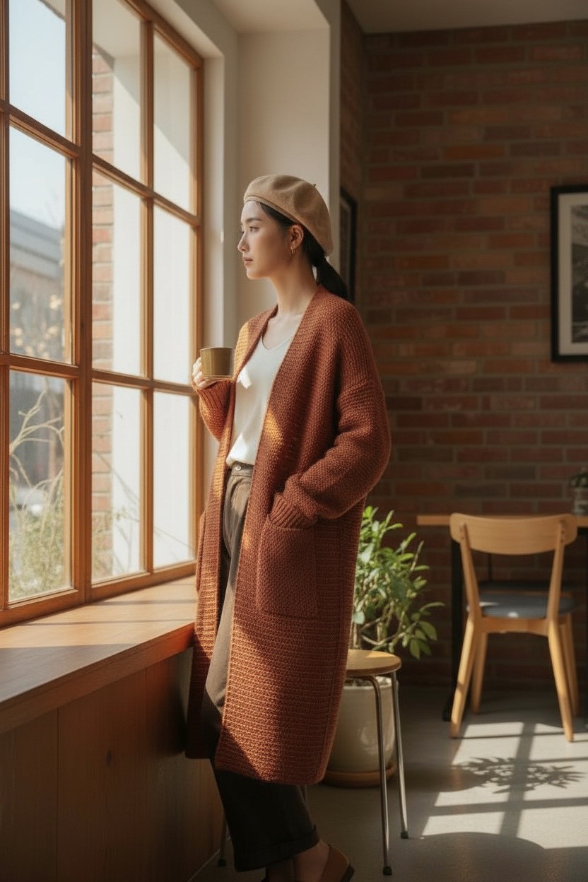 粗線加厚款毛衣外套秋冬慵懶風口袋針織開襟衫,粗線加厚款毛衣外套秋冬慵懶風口袋針織開襟衫,5W165014,粗線加厚款毛衣外套秋冬慵懶風口袋針織開襟衫,百搭實穿,粗針設計